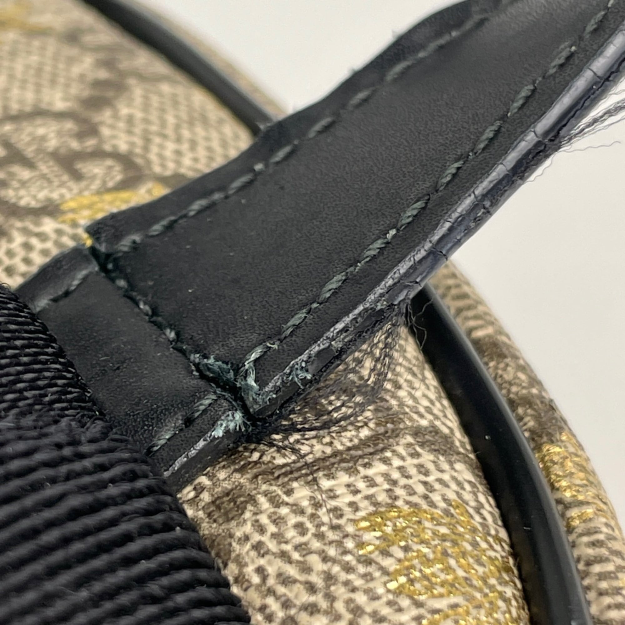 Gucci Beige Black Coated Canvas Leather Backpack (Pre-Owned)