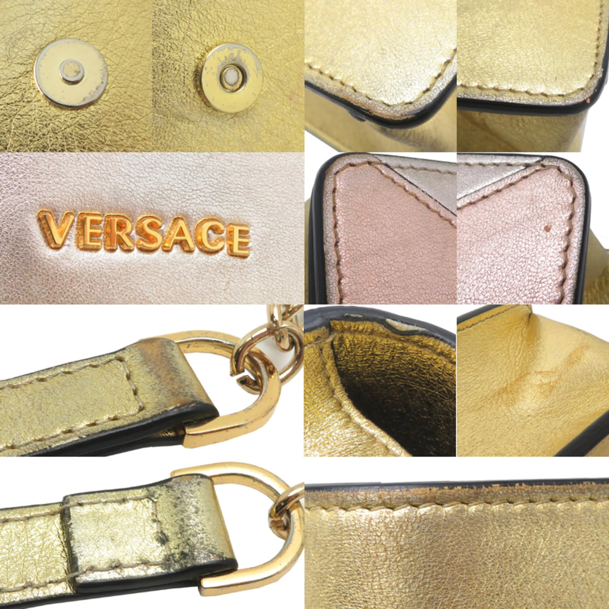 Versace Gold Leather Shoulder Bag (Pre-Owned)