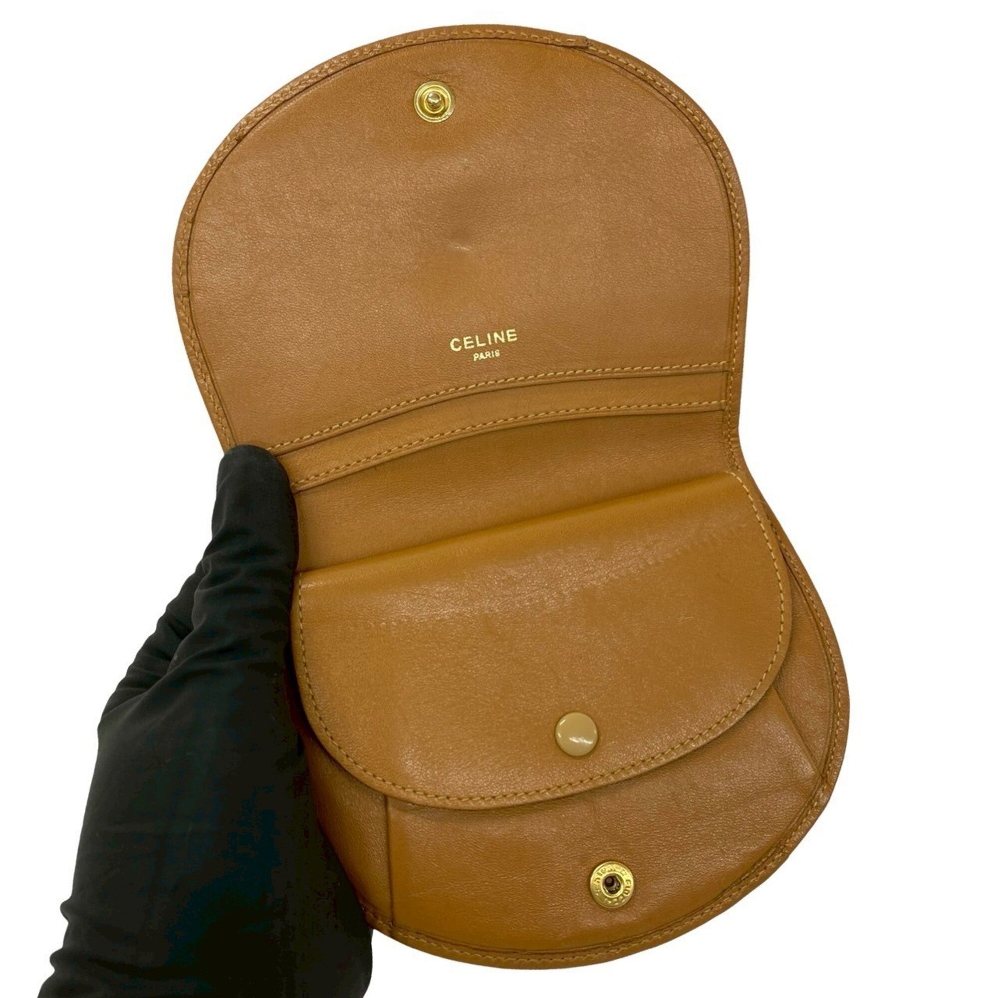 Celine Beige Brown Leather Pvc Coin Purse/Coin Case (Pre-Owned)