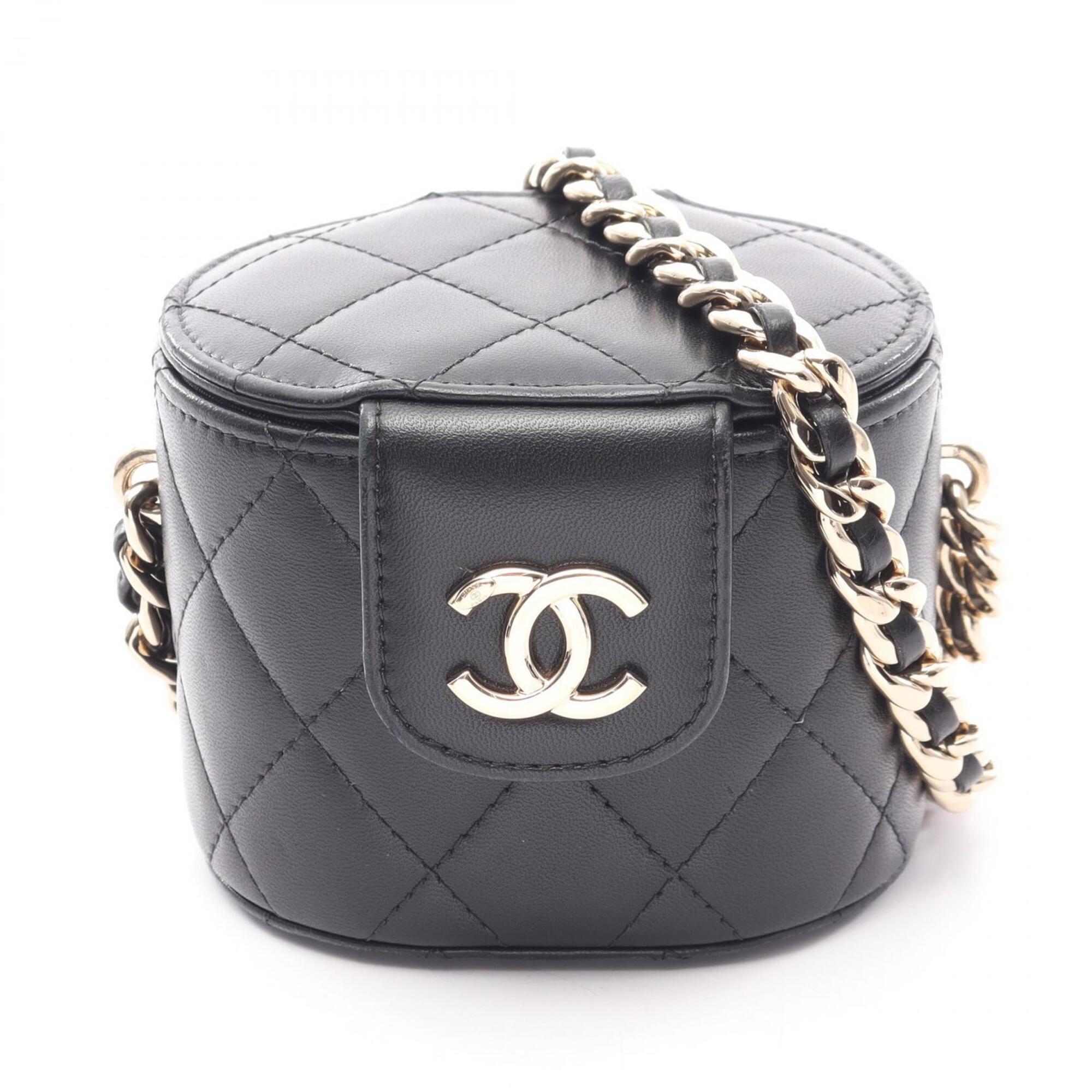 Chanel Black Leather Handbag Shoulder Bag (Pre-Owned)