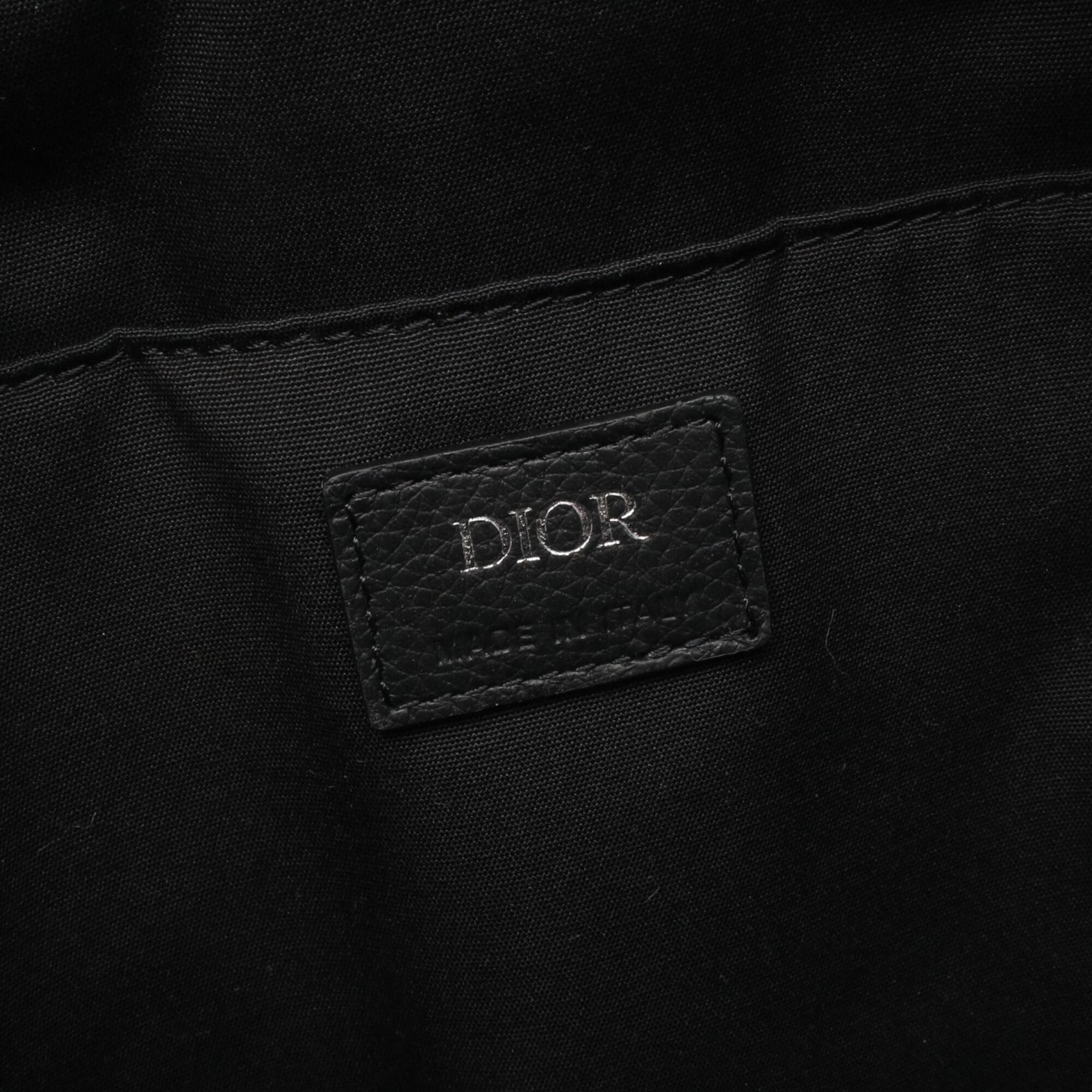 Christian Dior Beige Black Navy Canvas Leather Backpack Handbag (Pre-Owned)