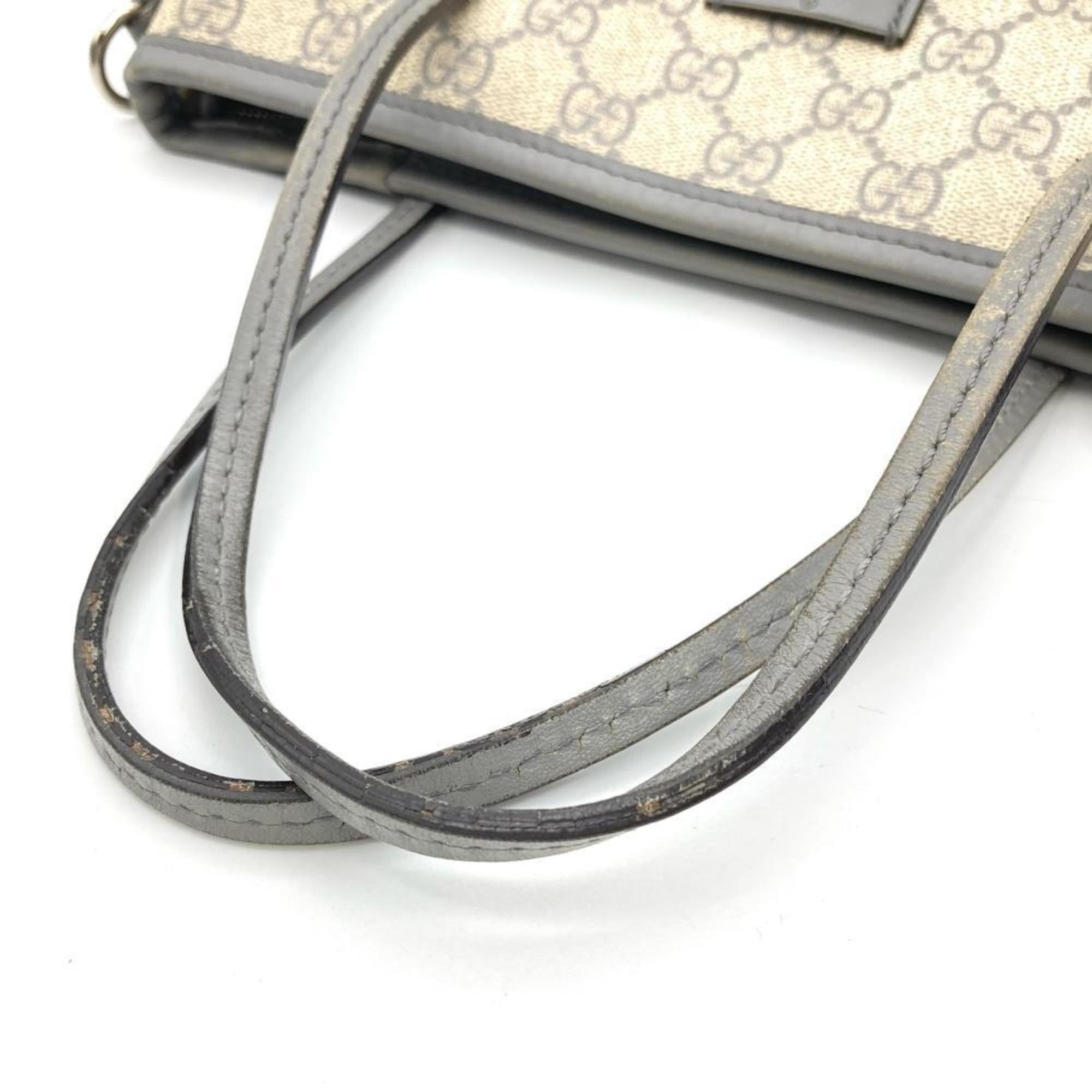 Gucci Gray Gg Supreme Leather Tote Bag (Pre-Owned)