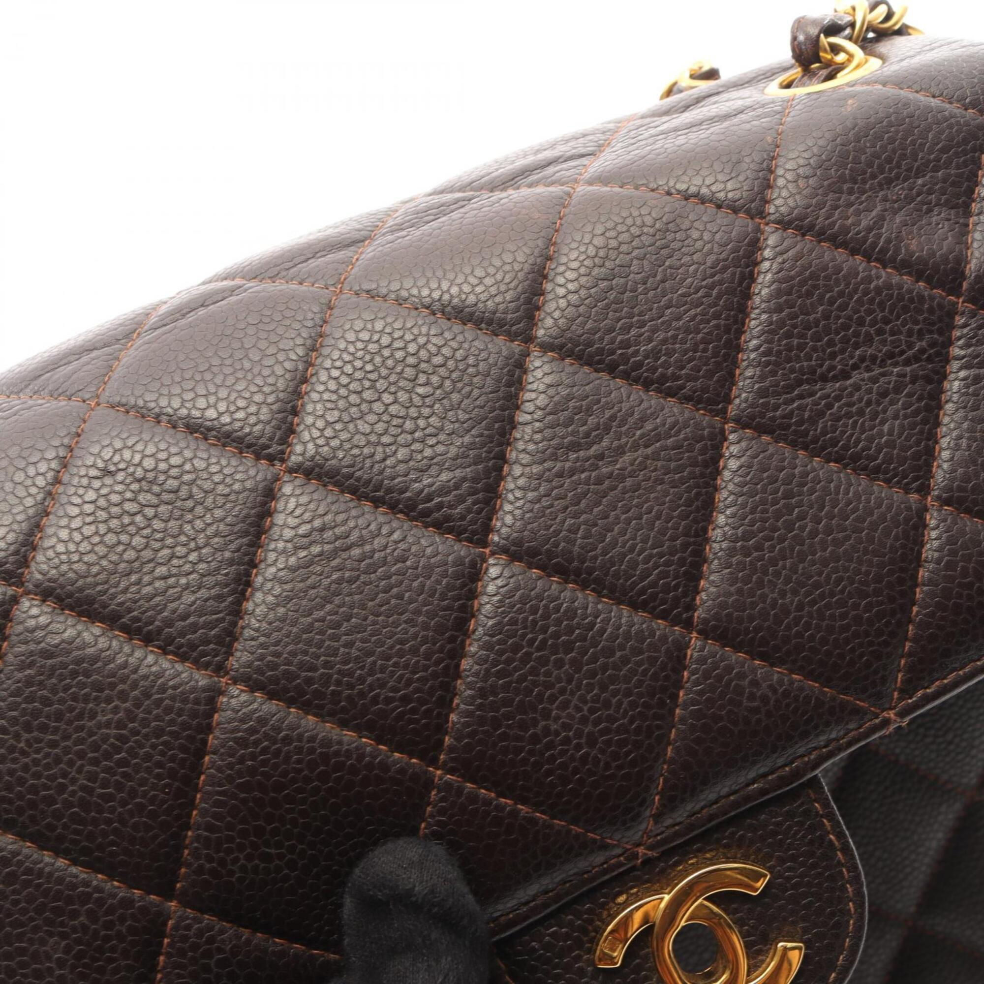 Chanel Brown Grained Calfskin Handbag Shoulder Bag (Pre-Owned)