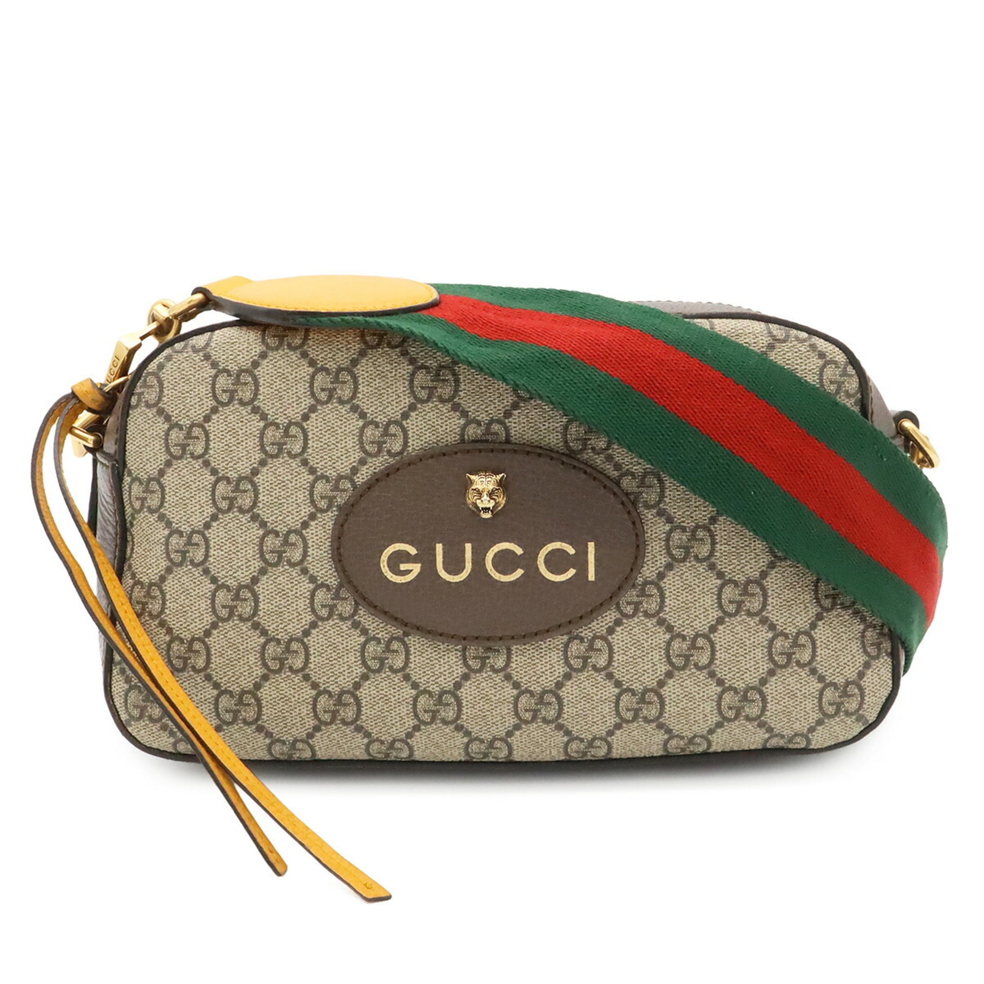 Gucci Beige Brown Green Red Color Yellow Gg Supreme Canvas Leather Pvc Clutch Bag Handbag Messenger Bag Shoulder Bag (Pre-Owned)