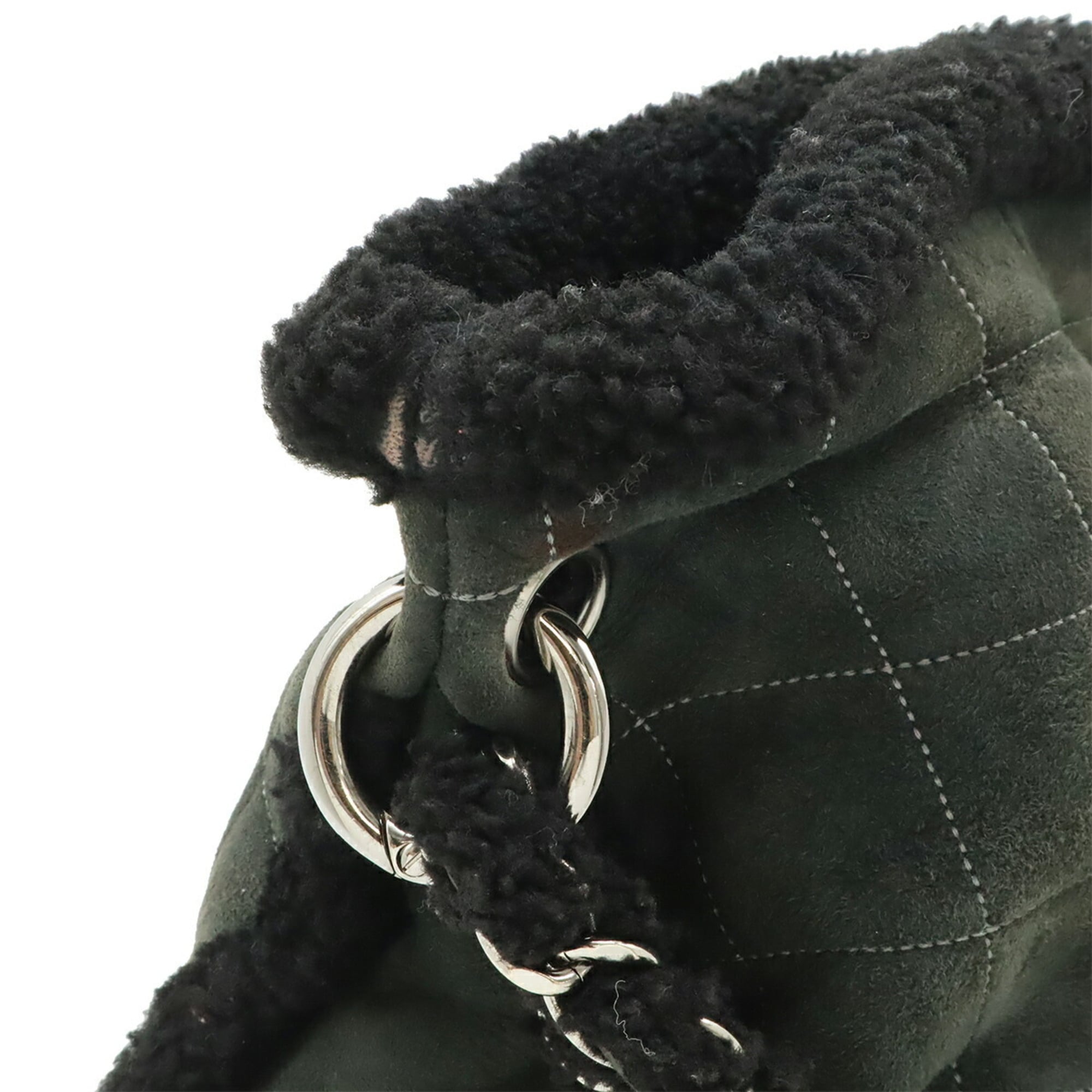 Chanel Mouton Black Gray Leather Shoulder Bag (Pre-Owned)