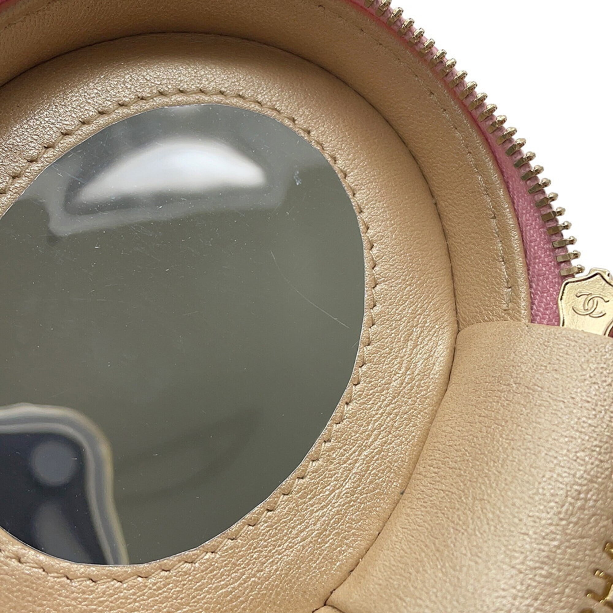 Chanel Pink Leather Handbag Pouch Vanity Bag (Pre-Owned)