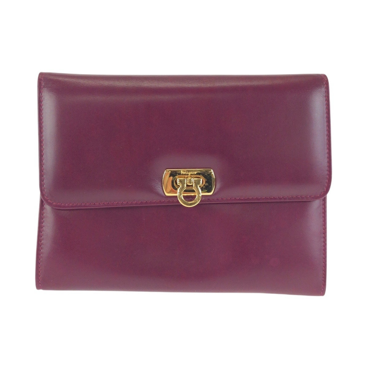 Salvatore Ferragamo Purple Leather Clutch Bag Pouch (Pre-Owned)