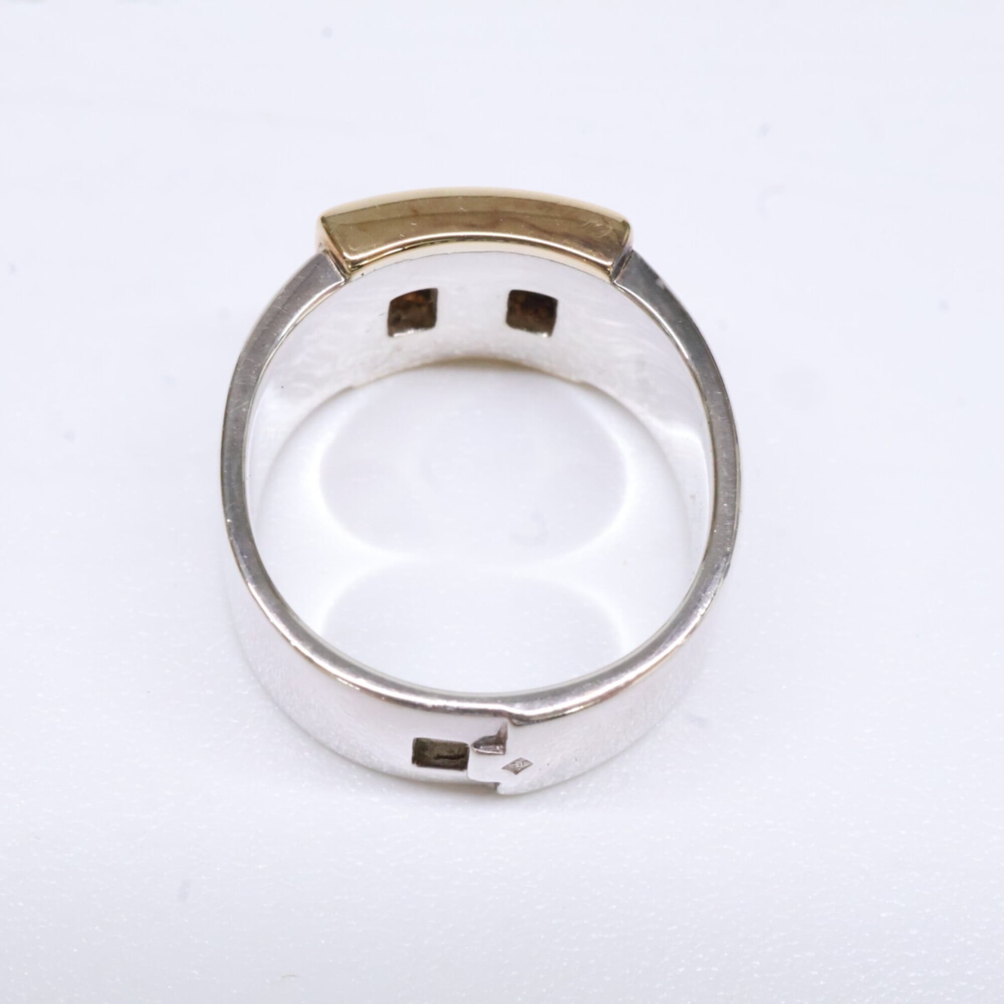 Hermes Silver Yellow Gold Silver 925 Band Ring (Pre-Owned)