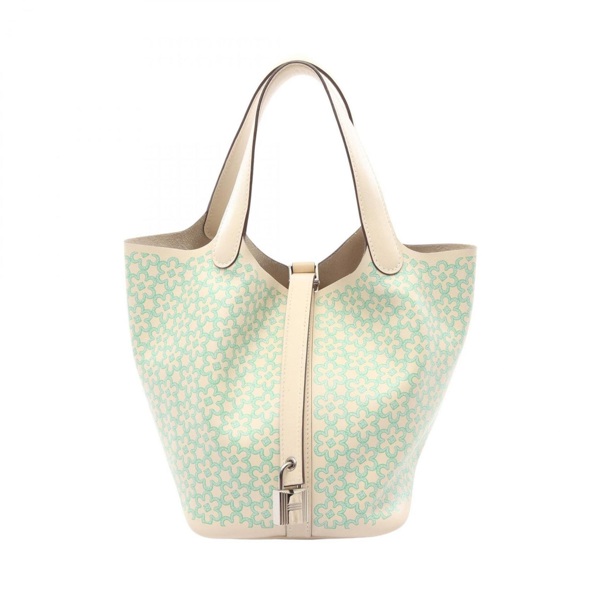 Hermes Blue Green Ivory Vert Swift Leather Handbag (Pre-Owned)