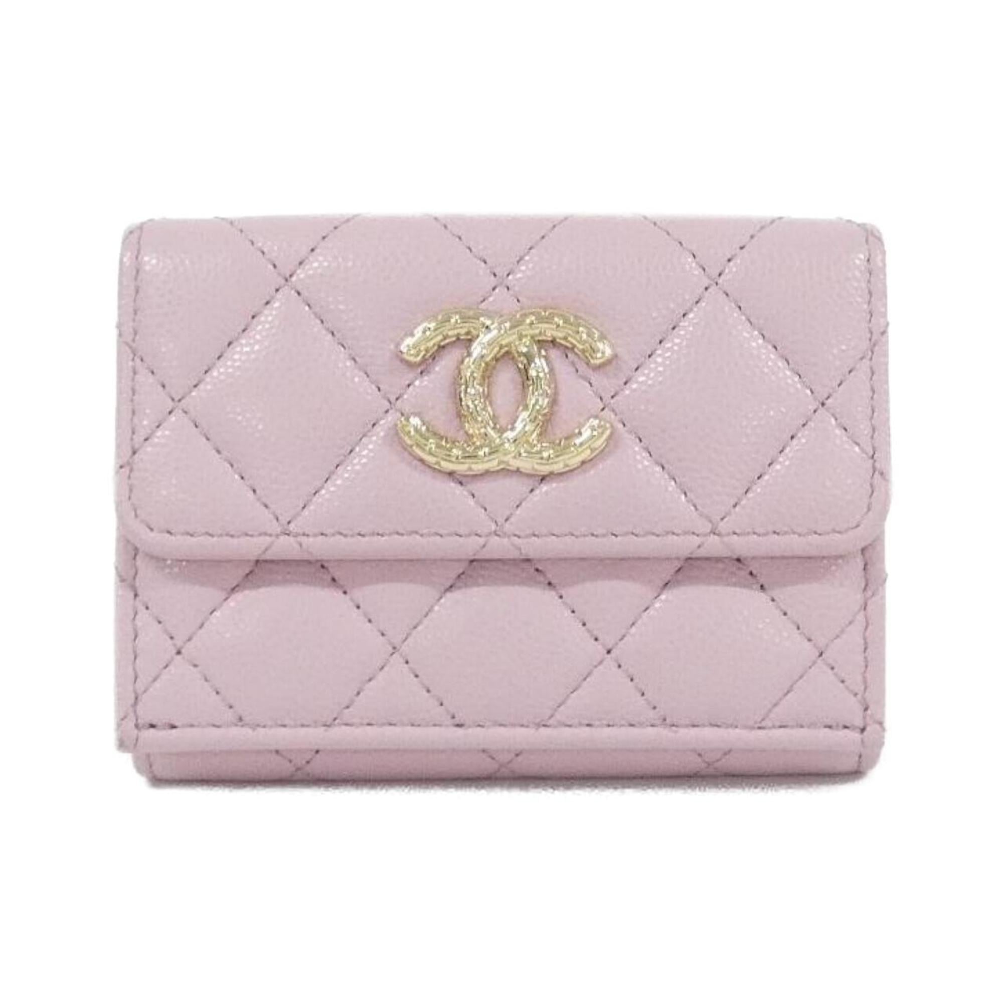 Chanel Pink Grained Calfskin Wallet (Tri-Fold) (Pre-Owned)