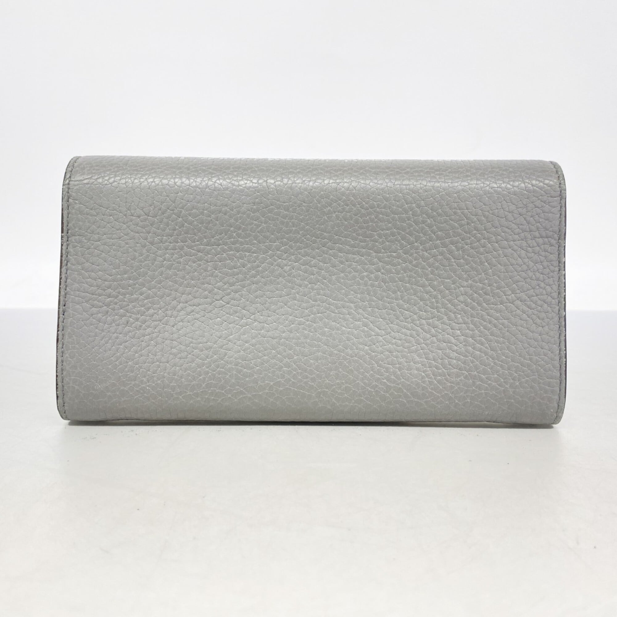 Gucci Gray Leather Long Wallet (Bi-Fold) (Pre-Owned)