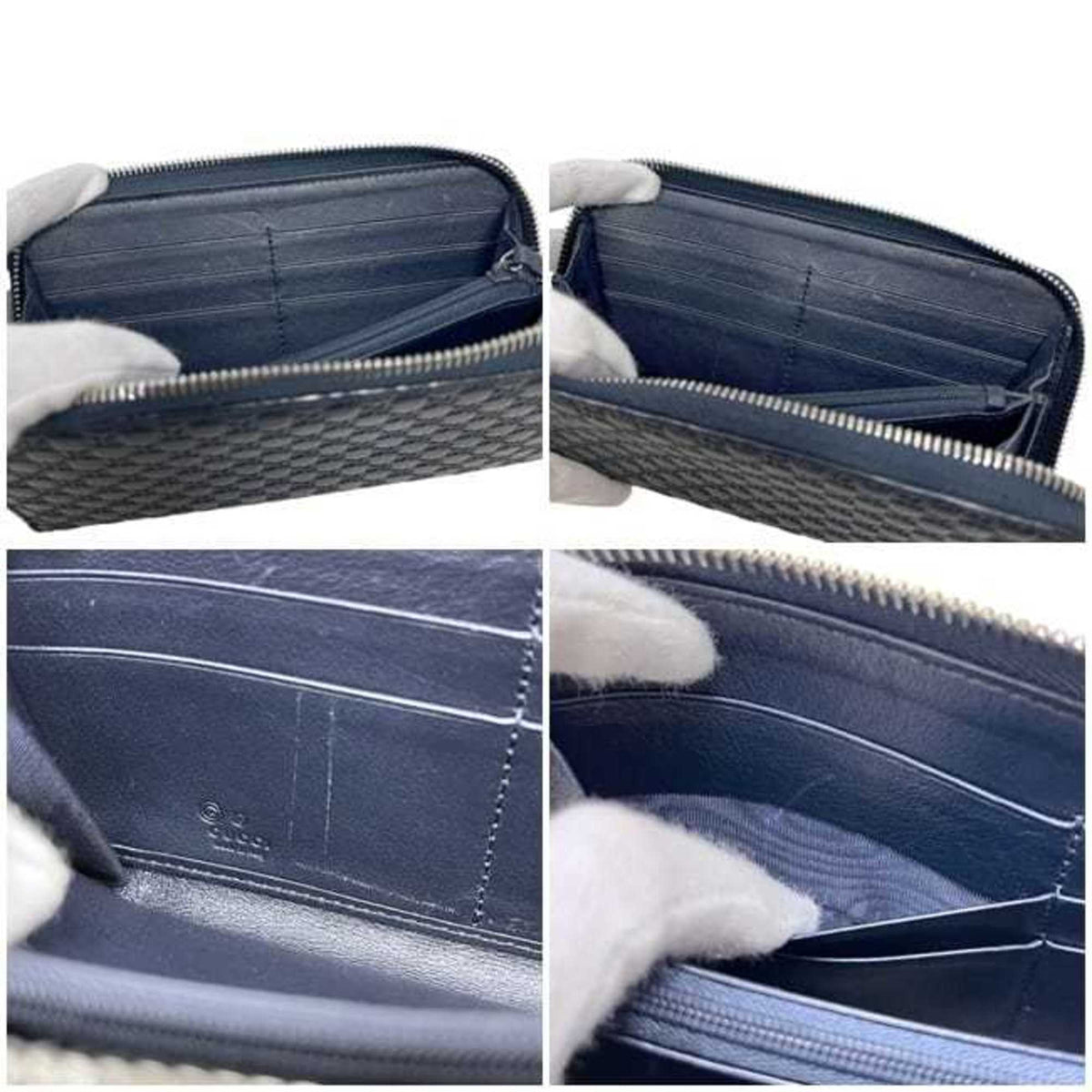 Gucci Navy Leather Long Wallet (Bi-Fold) (Pre-Owned)
