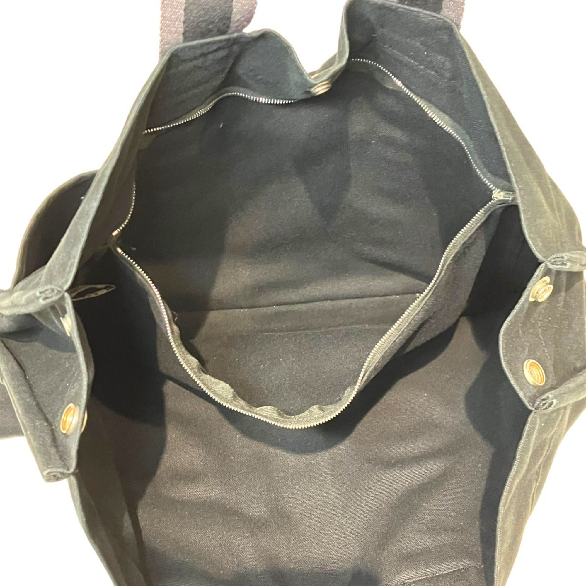 Hermes Black Gray Canvas Tote Bag (Pre-Owned)
