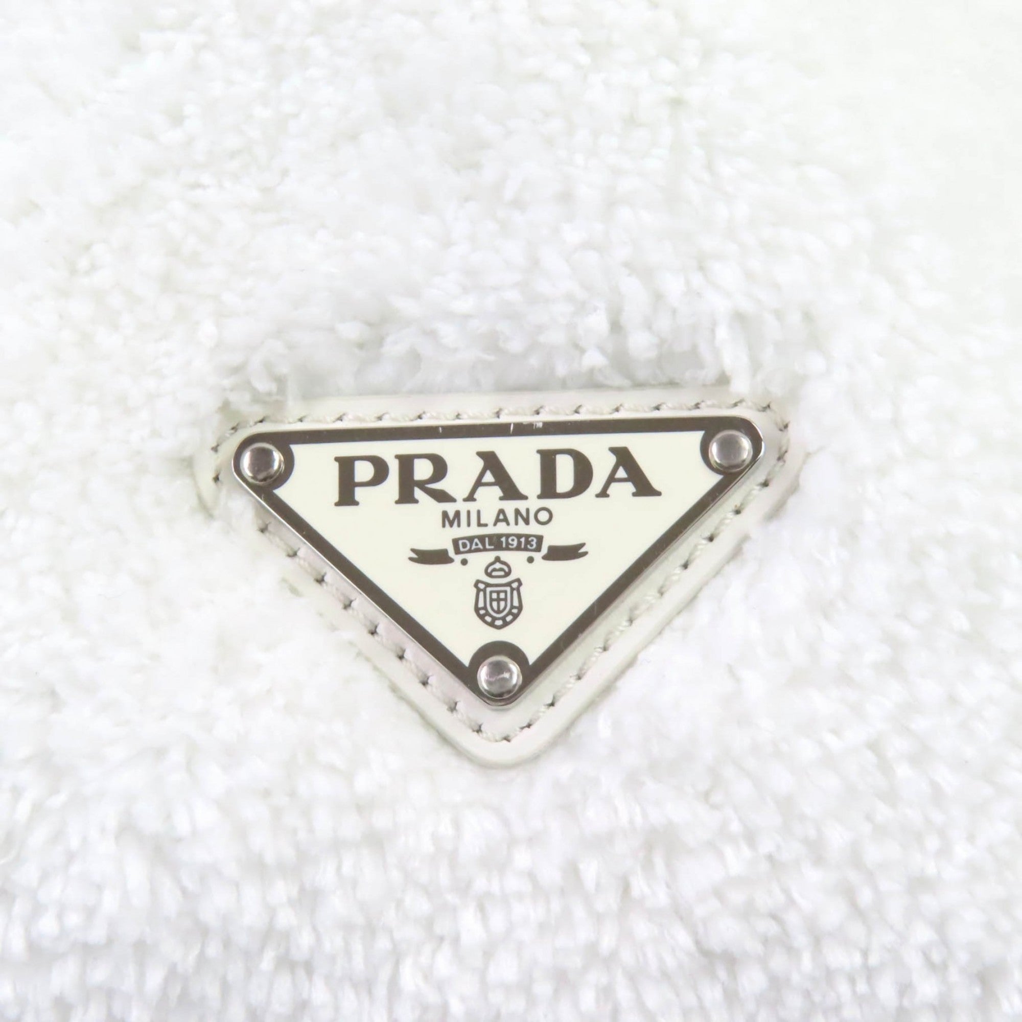Prada Black White Polyester Leather Tote Bag (Pre-Owned)