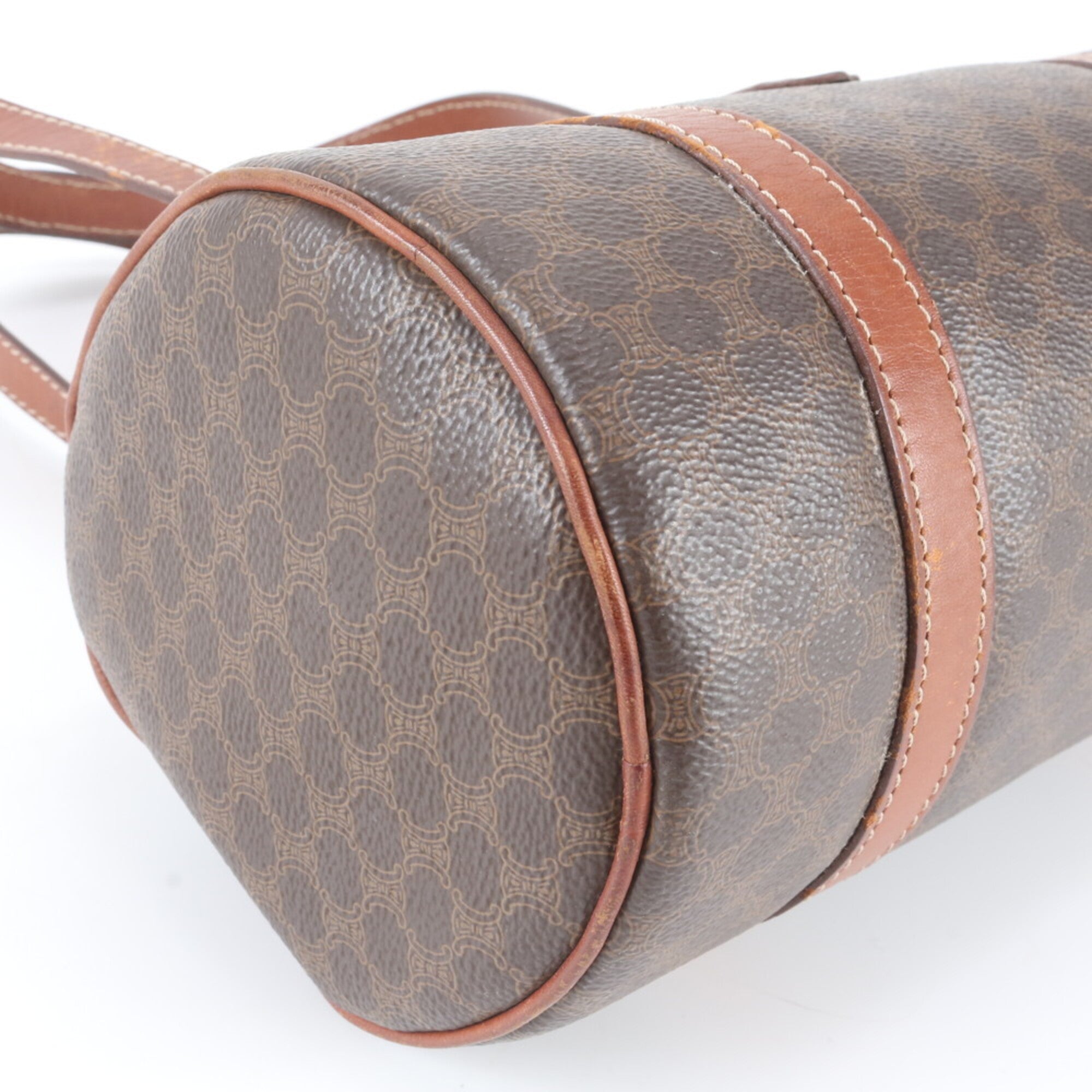 Celine Brown Leather Coated Canvas Shoulder Bag (Pre-Owned)