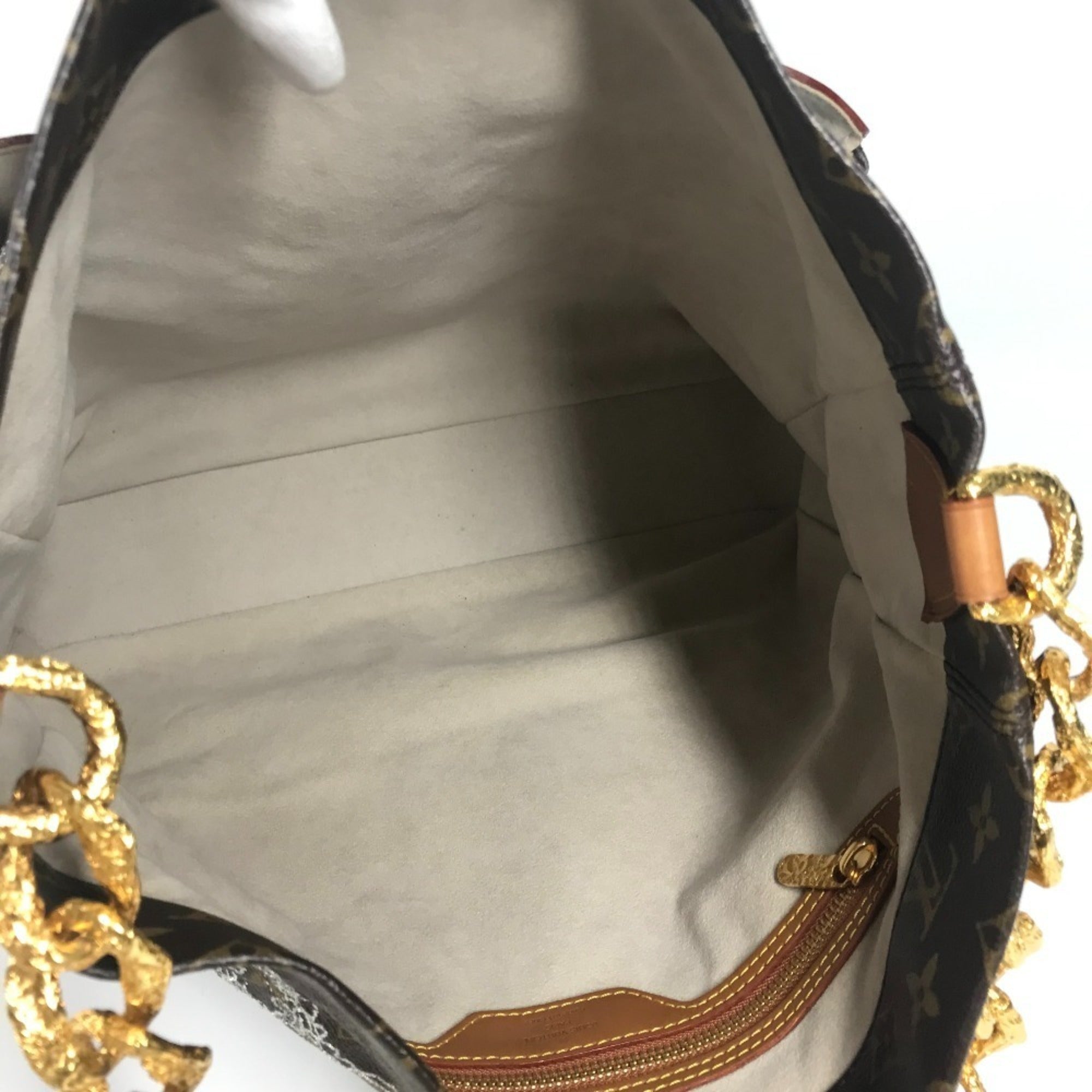 Louis Vuitton Argent Brown White Monogram Canvas Shoulder Bag Tote Bag (Pre-Owned)