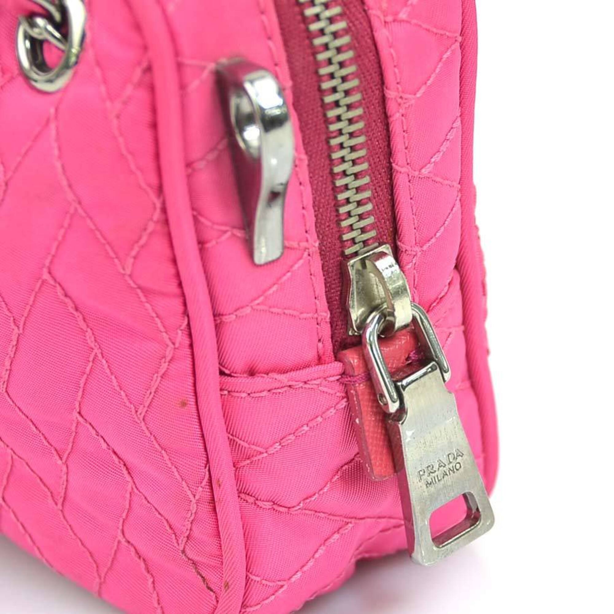 Prada Pink Nylon Handbag Shoulder Bag (Pre-Owned)