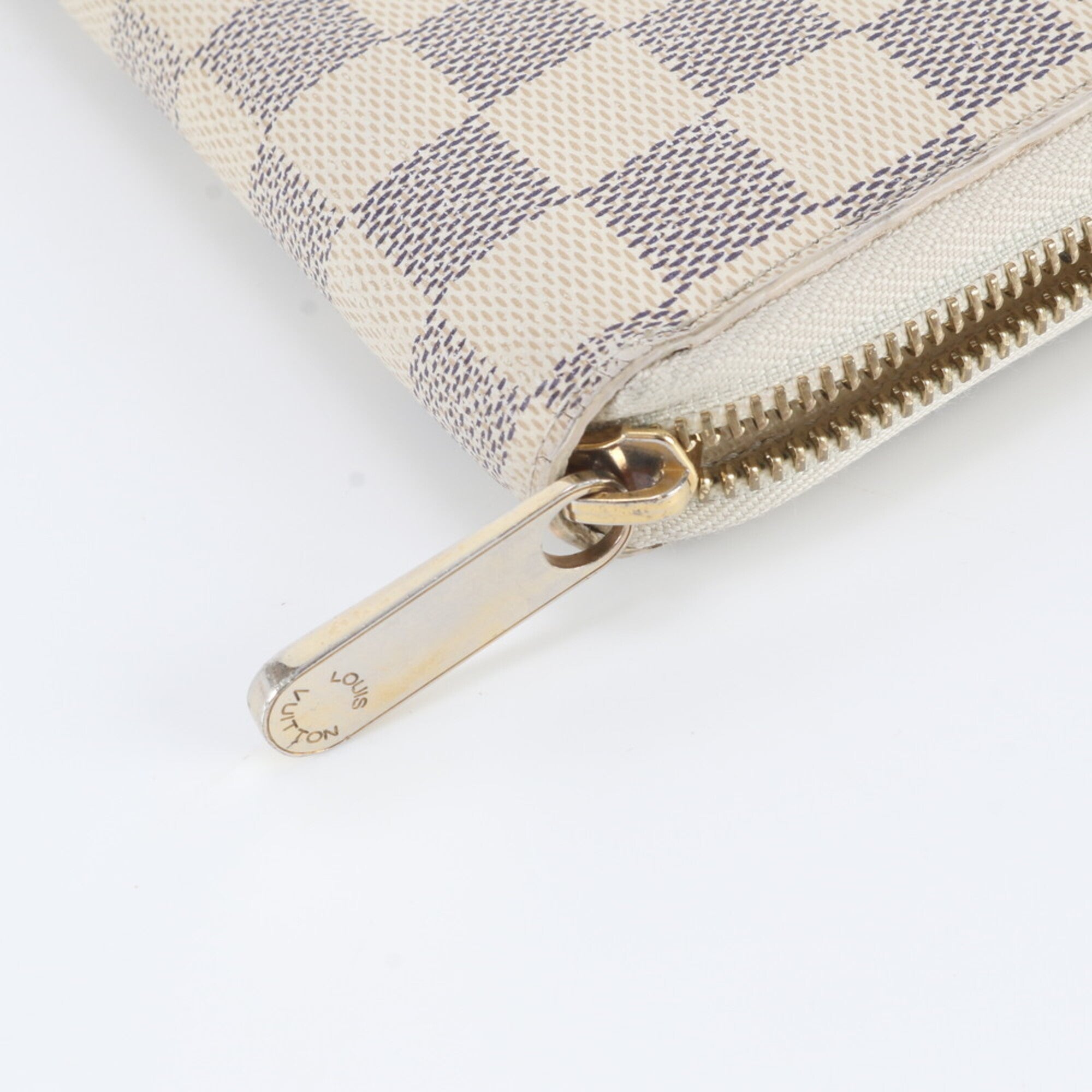 Louis Vuitton White Leather Coated Canvas Long Wallet (Bi-Fold) (Pre-Owned)