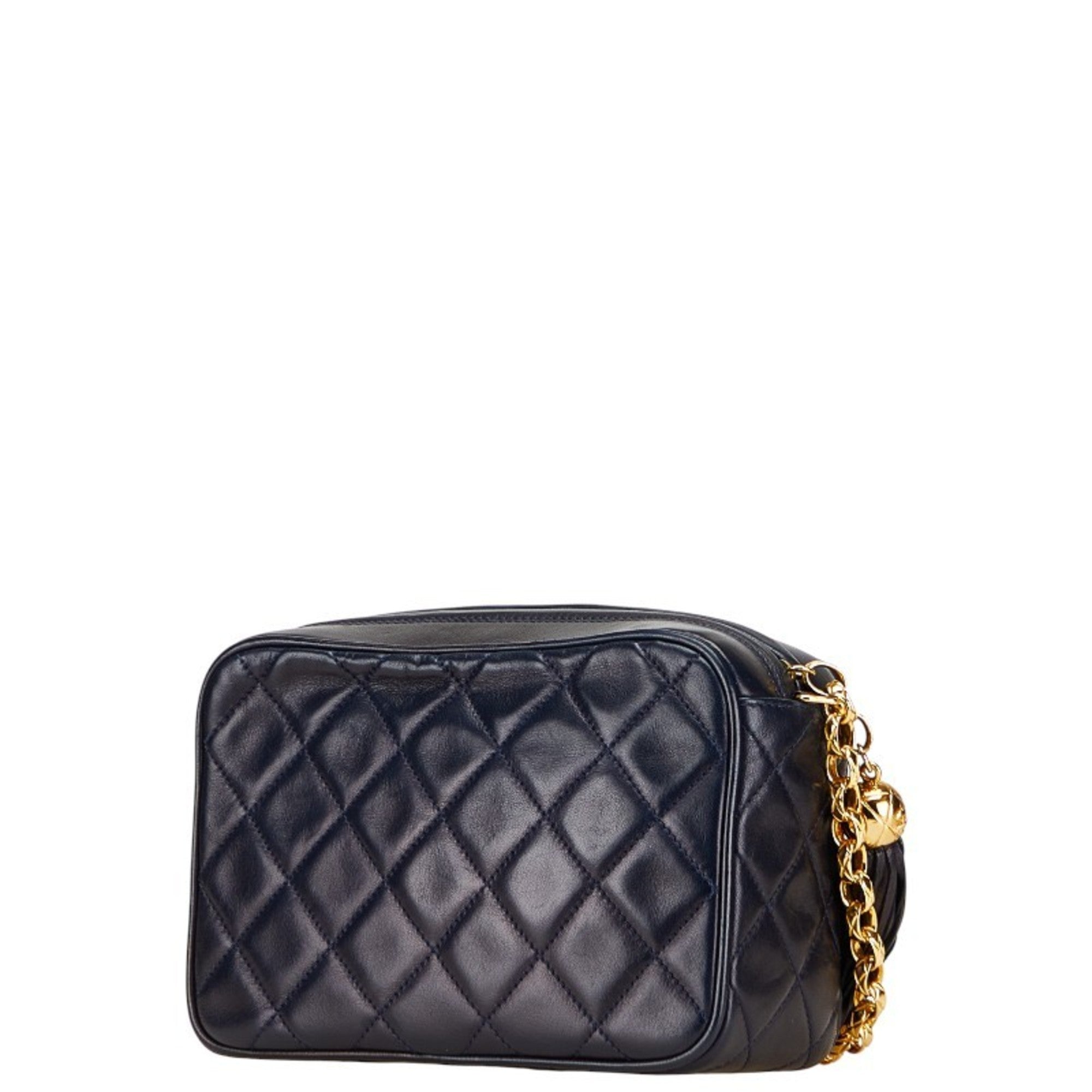 Chanel Matelasse Navy Leather Shoulder Bag (Pre-Owned)