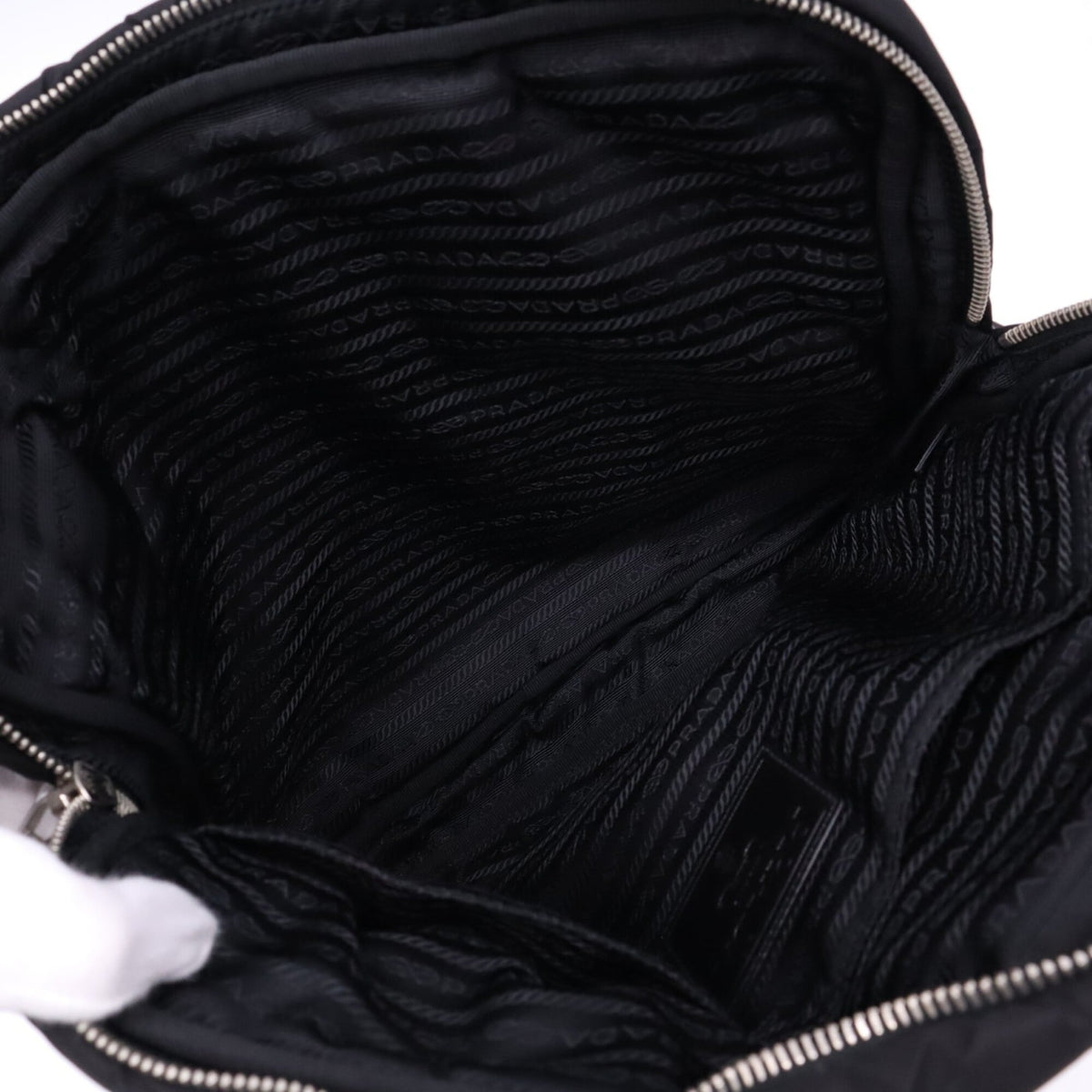 Prada Saffiano Black Nero Nylon Saffiano Clutch Bag Shoulder Bag (Pre-Owned)