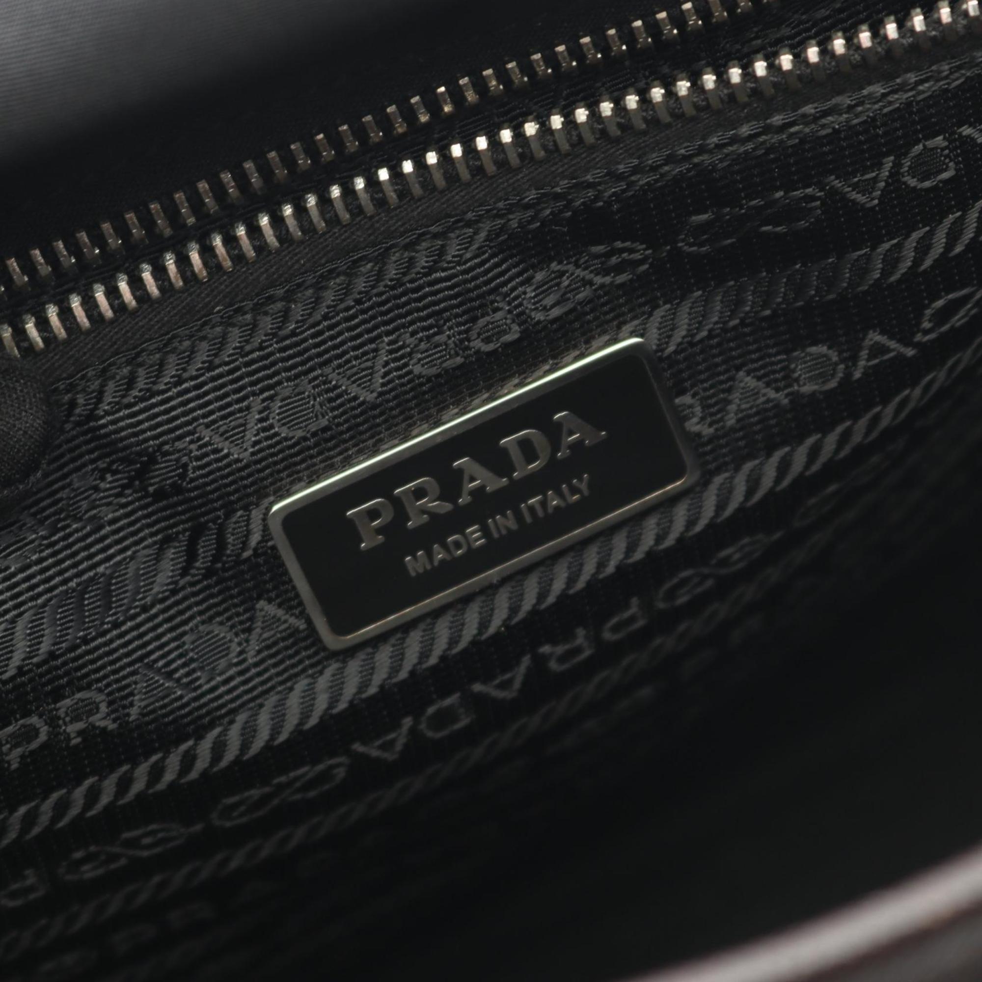 Prada Black Brown Nylon Leather Shoulder Bag (Pre-Owned)