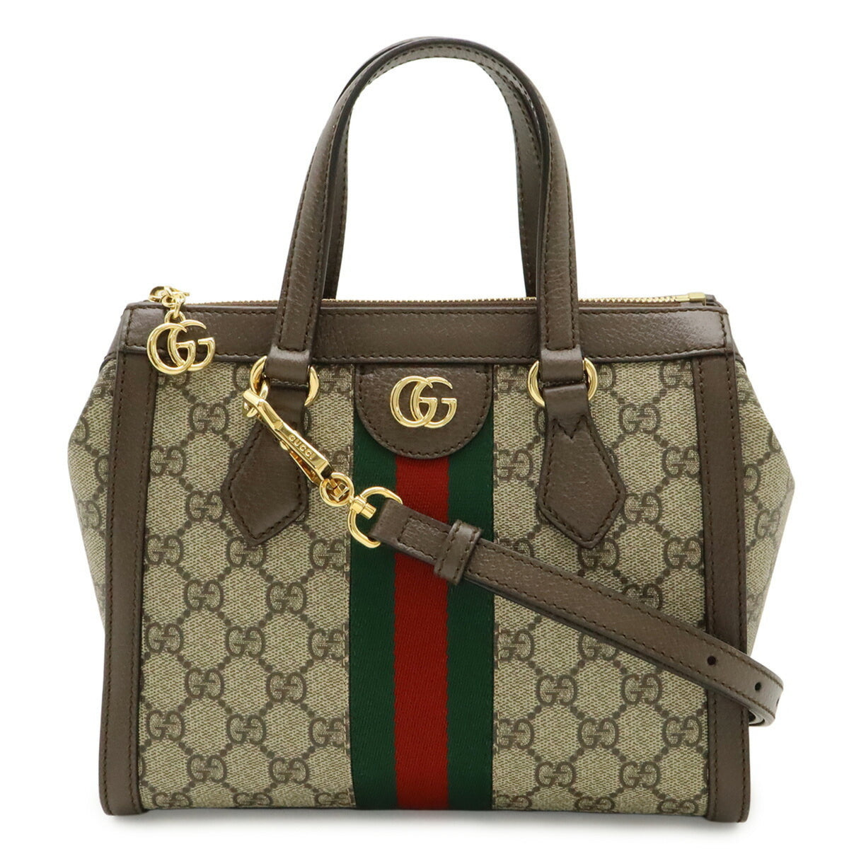 Gucci Ophidia Beige Green Red Color Gg Supreme Leather Handbag Shoulder Bag Tote Bag (Pre-Owned)