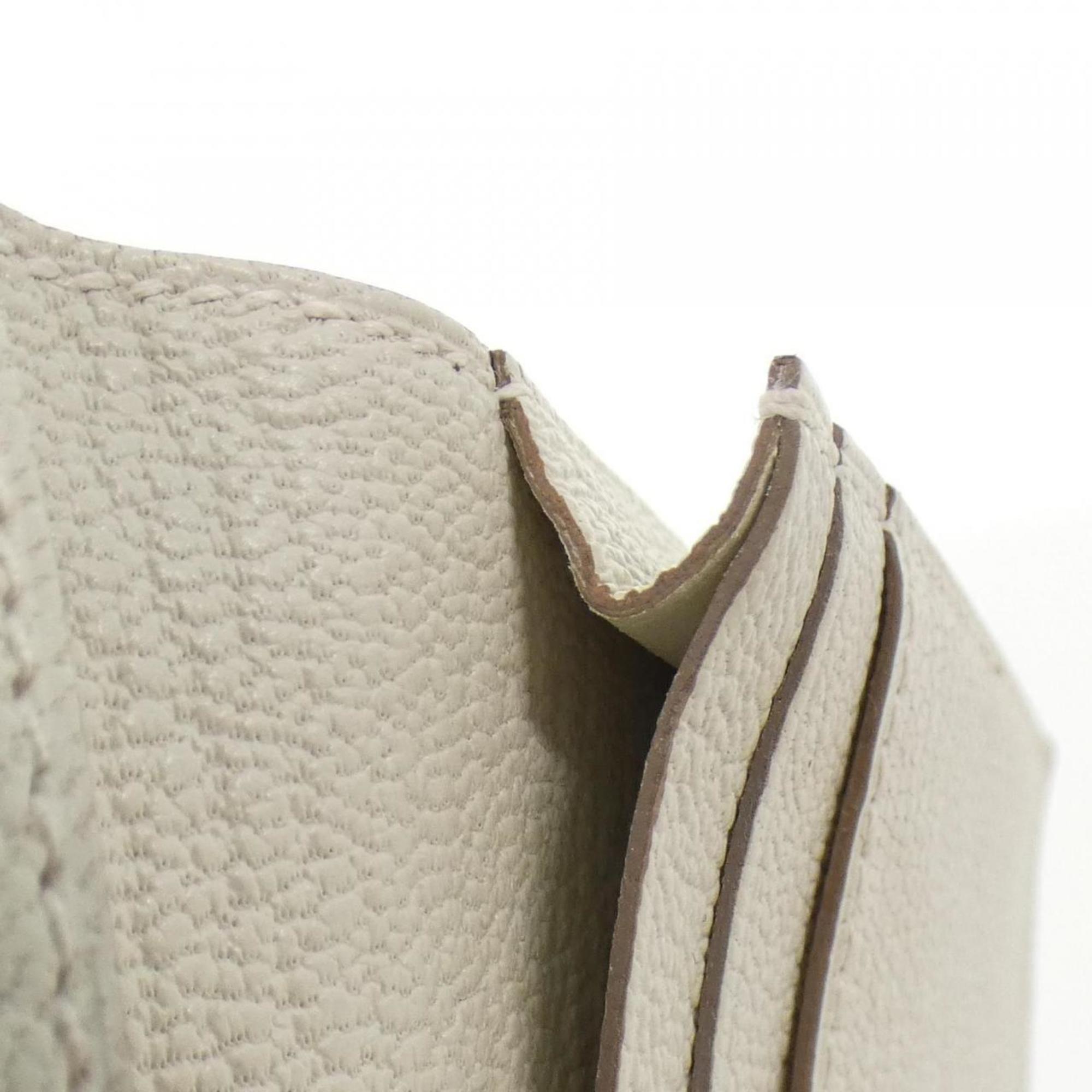Hermes White Chevre Leather Long Wallet (Bi-Fold) (Pre-Owned)