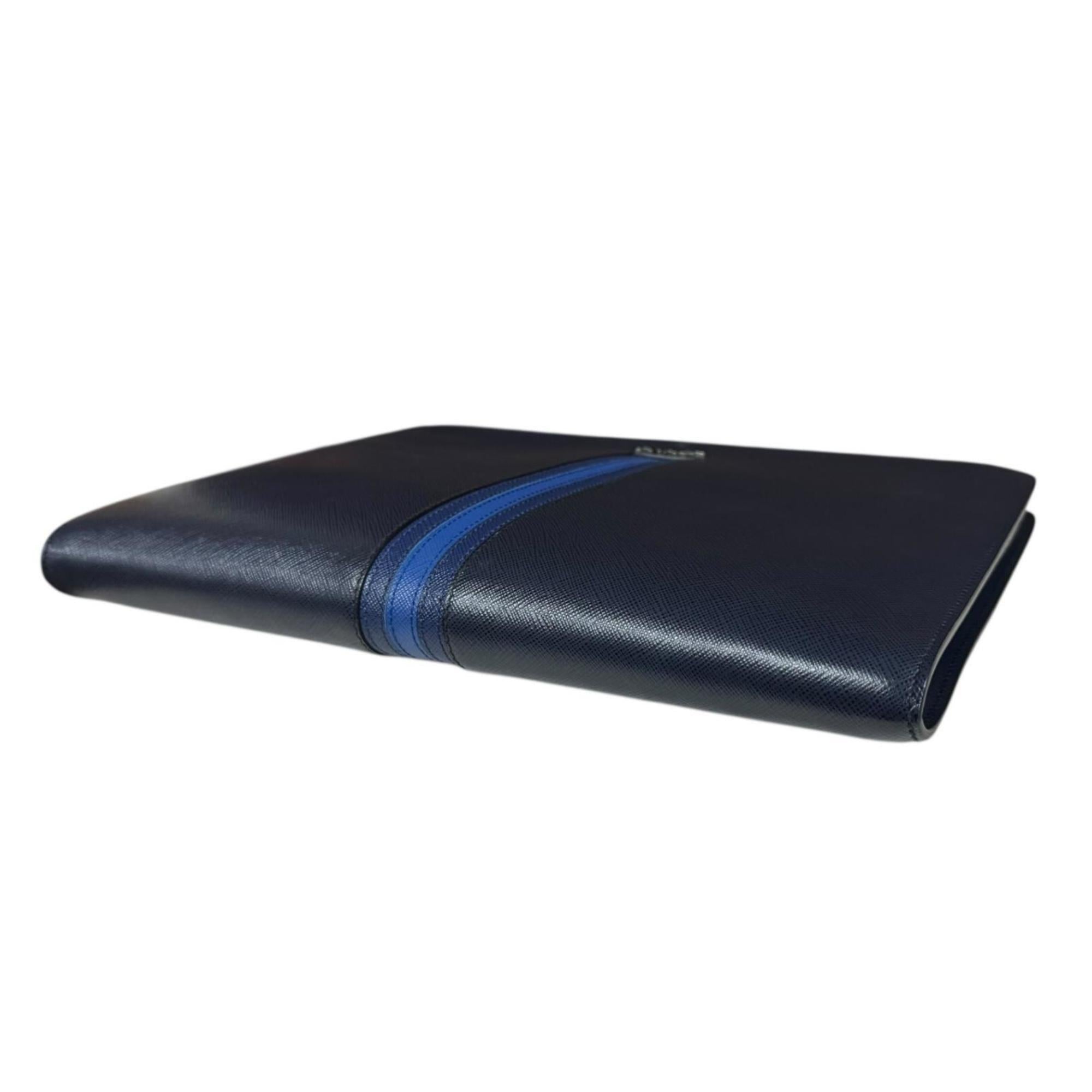 Prada Blue Navy Leather Clutch Bag (Pre-Owned)