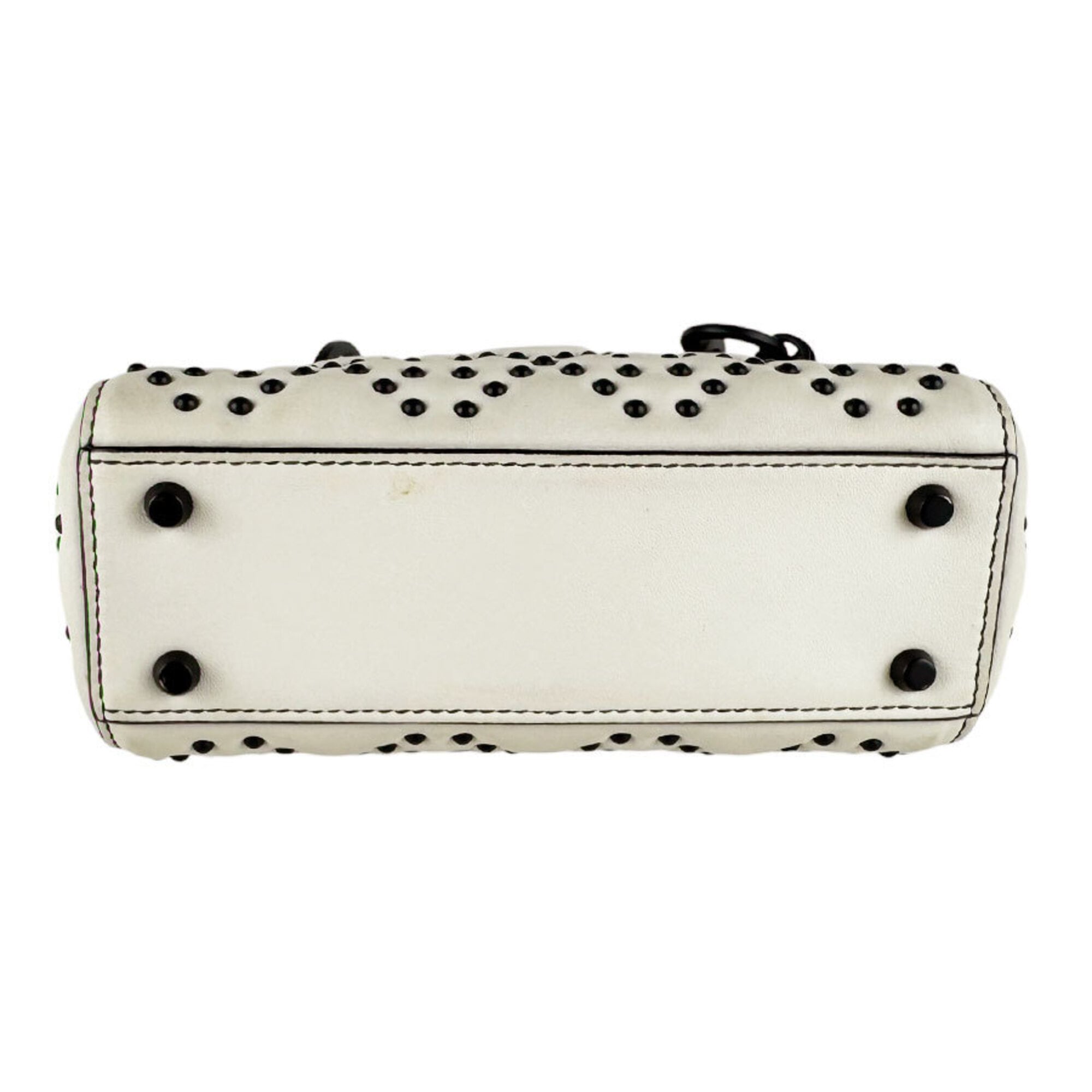 Christian Dior Black Ivory Leather Handbag Shoulder Bag (Pre-Owned)
