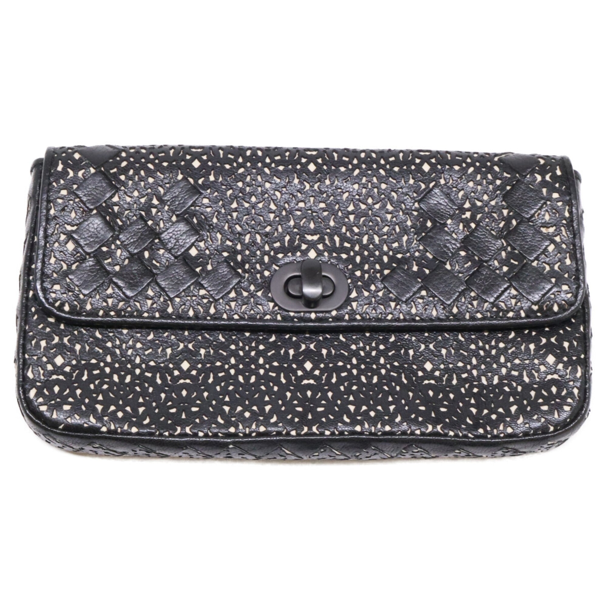 Bottega Veneta Black Leather Clutch Bag (Pre-Owned)