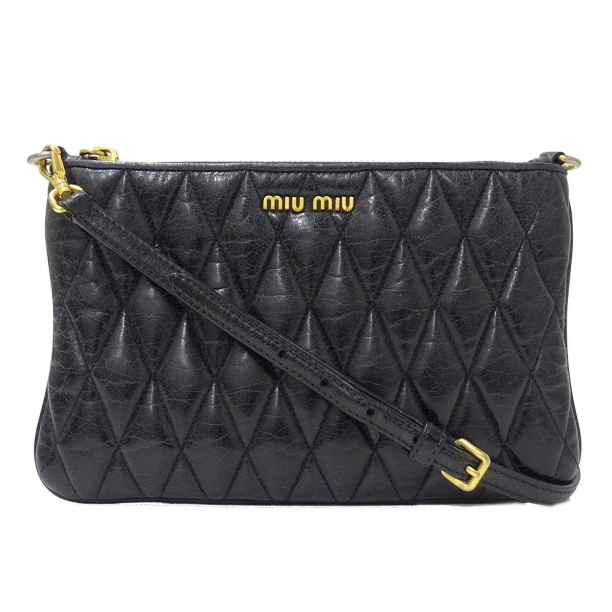 Miu Miu Black Leather Handbag Shoulder Bag (Pre-Owned)