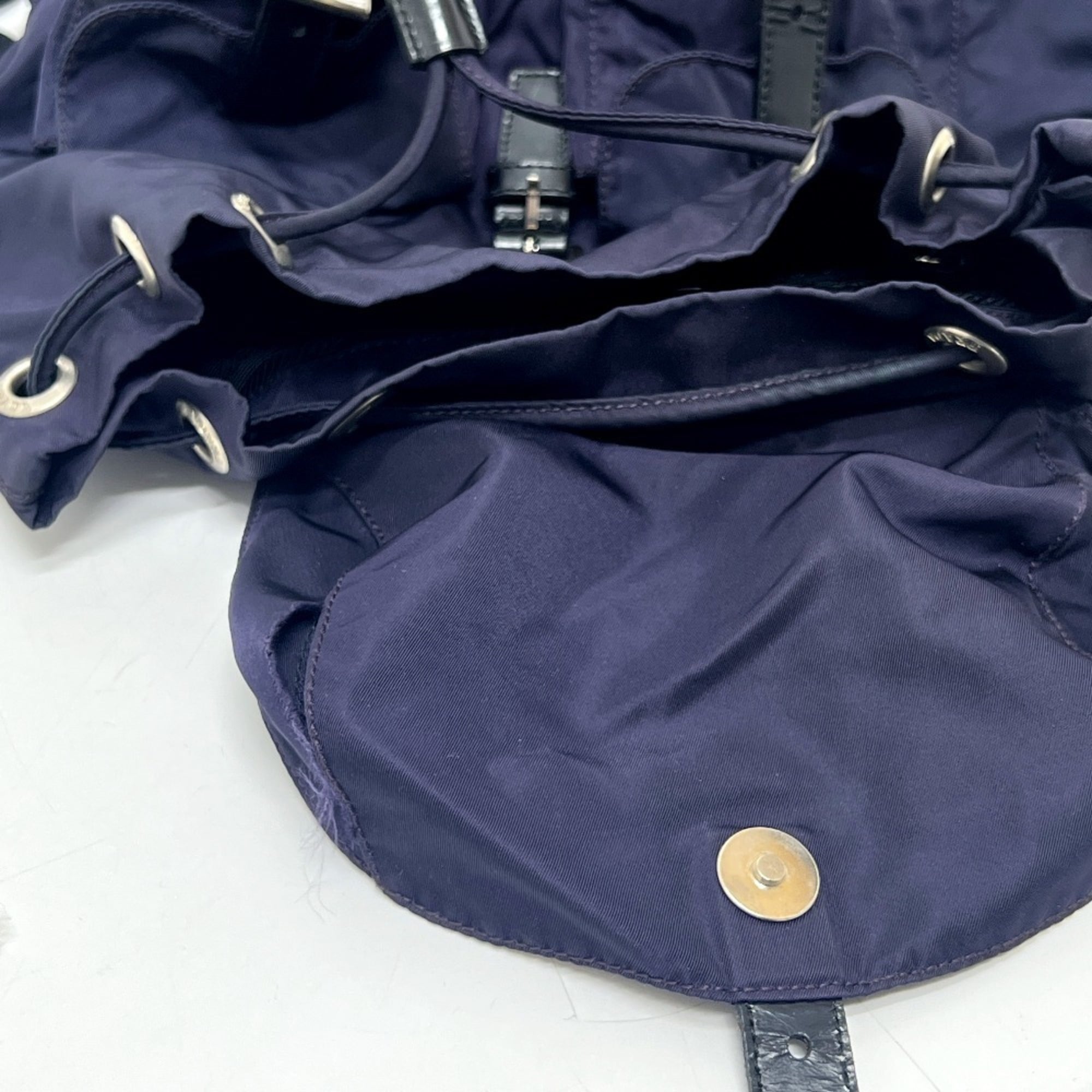 Prada Purple Nylon Leather Backpack (Pre-Owned)