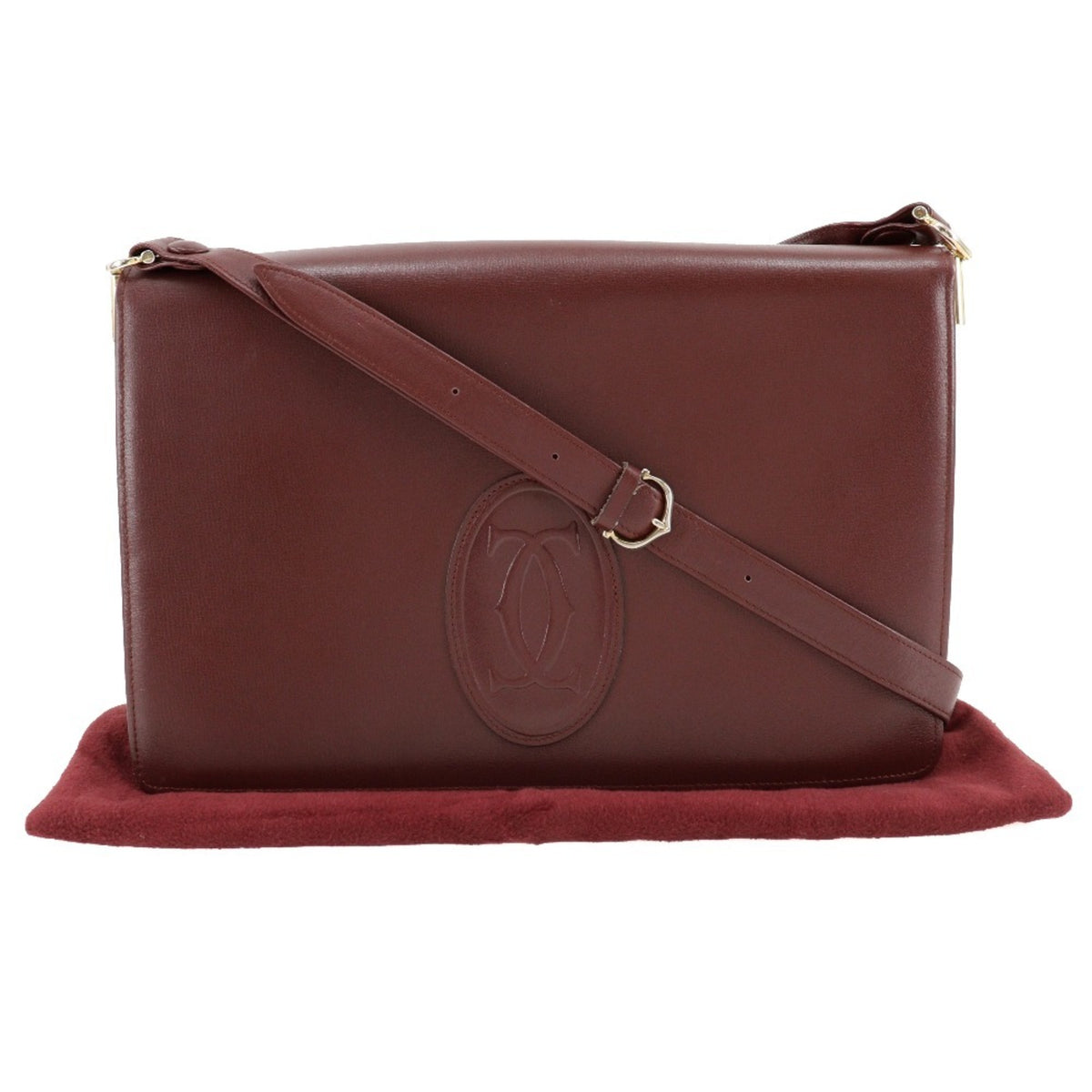 Cartier Bordeaux Leather Shoulder Bag (Pre-Owned)