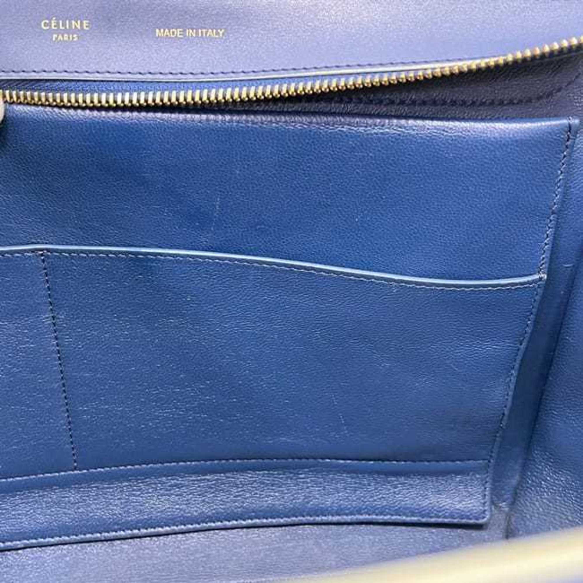 Celine Blue Navy Leather Handbag Shoulder Bag (Pre-Owned)