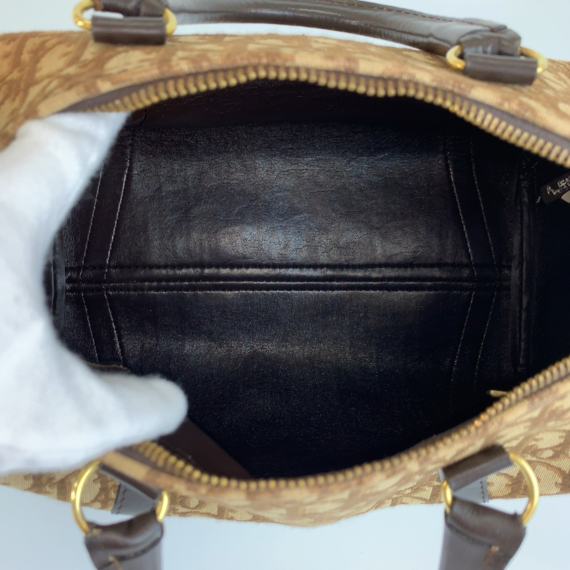 Christian Dior Brown Canvas Boston Bag Handbag (Pre-Owned)