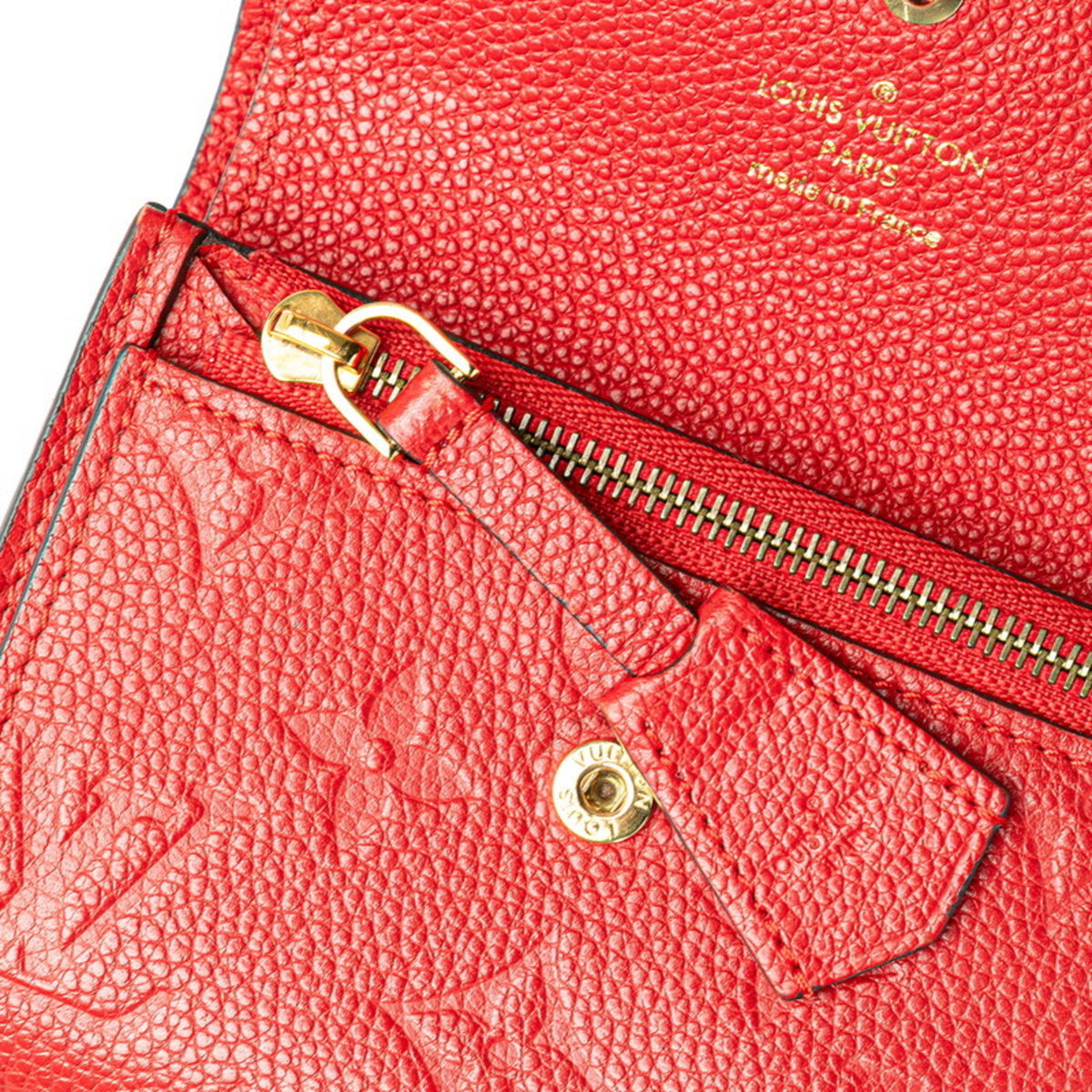 Louis Vuitton Cerise Red Color Leather Wallet (Tri-Fold) (Pre-Owned)