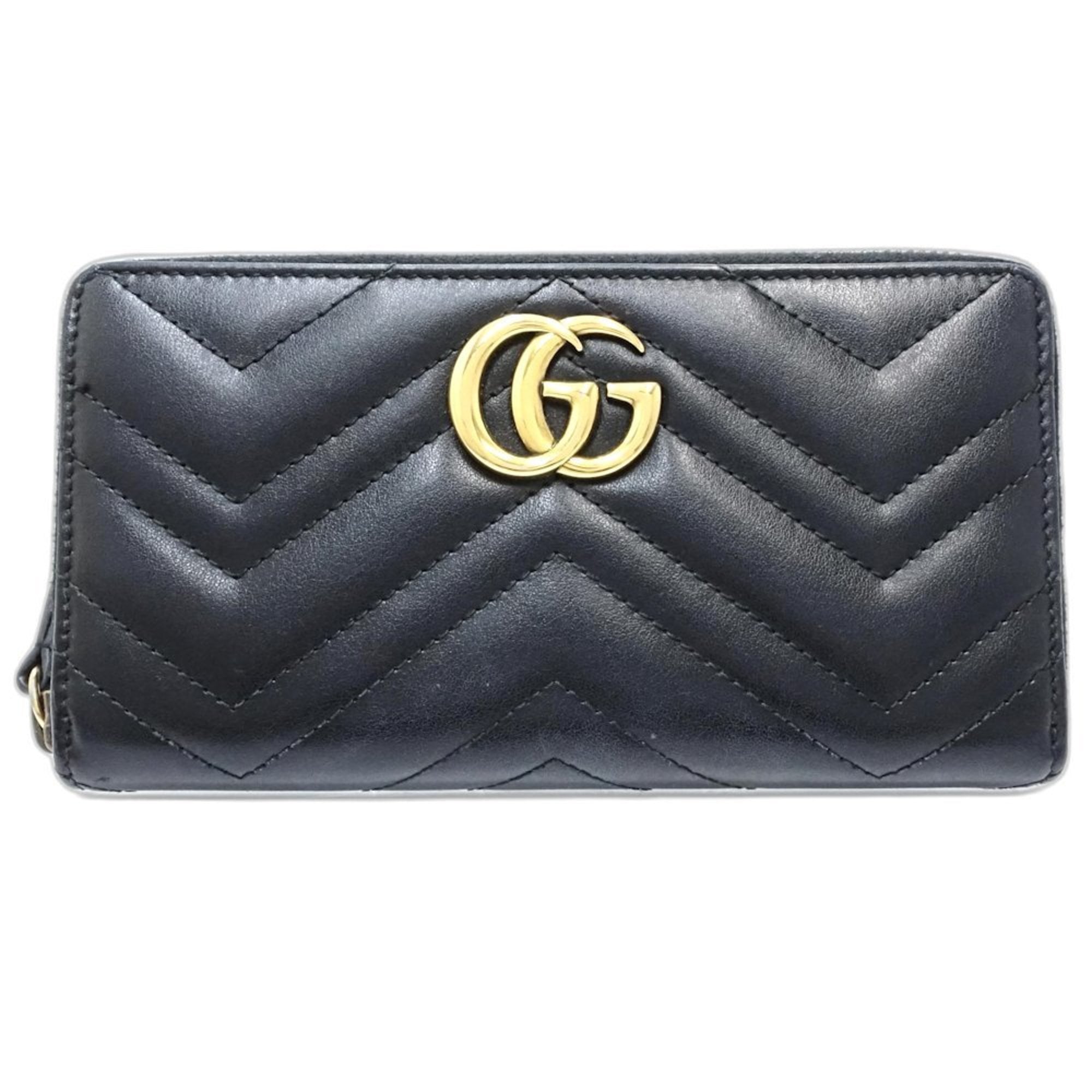 Gucci Black Leather Long Wallet (Bi-Fold) (Pre-Owned)