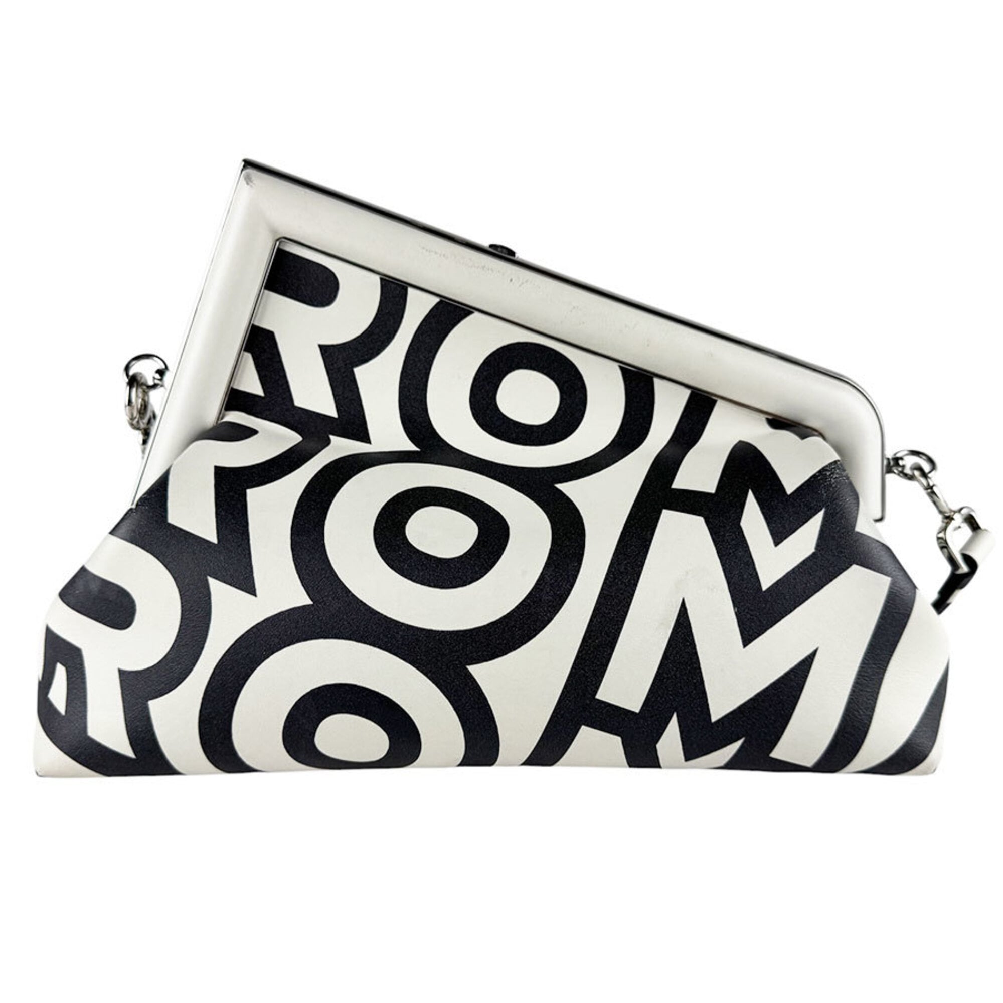 Fendi Black White Leather Shoulder Bag (Pre-Owned)