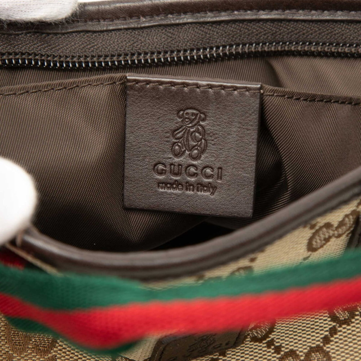 Gucci Beige Brown Canvas Leather Handbag Tote Bag (Pre-Owned)