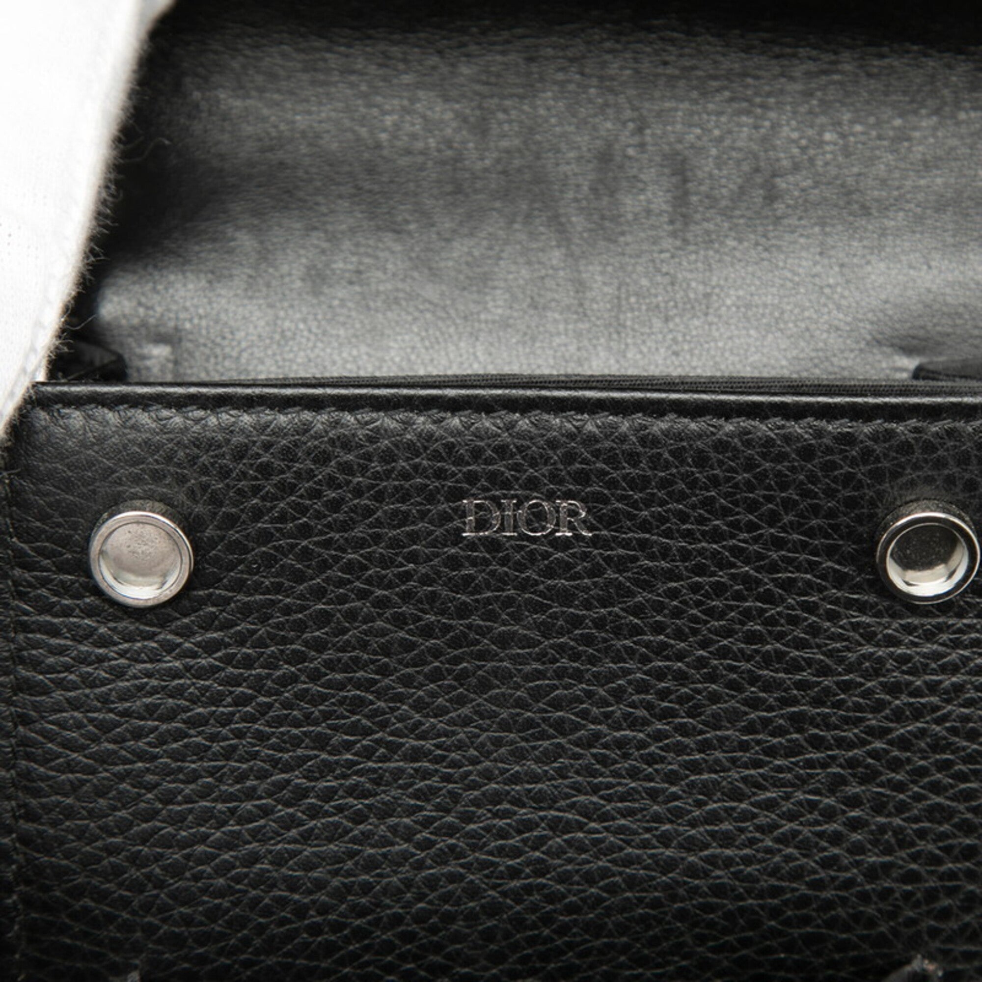 Christian Dior Beige Navy Black Canvas Leather Pochette Shoulder Bag (Pre-Owned)