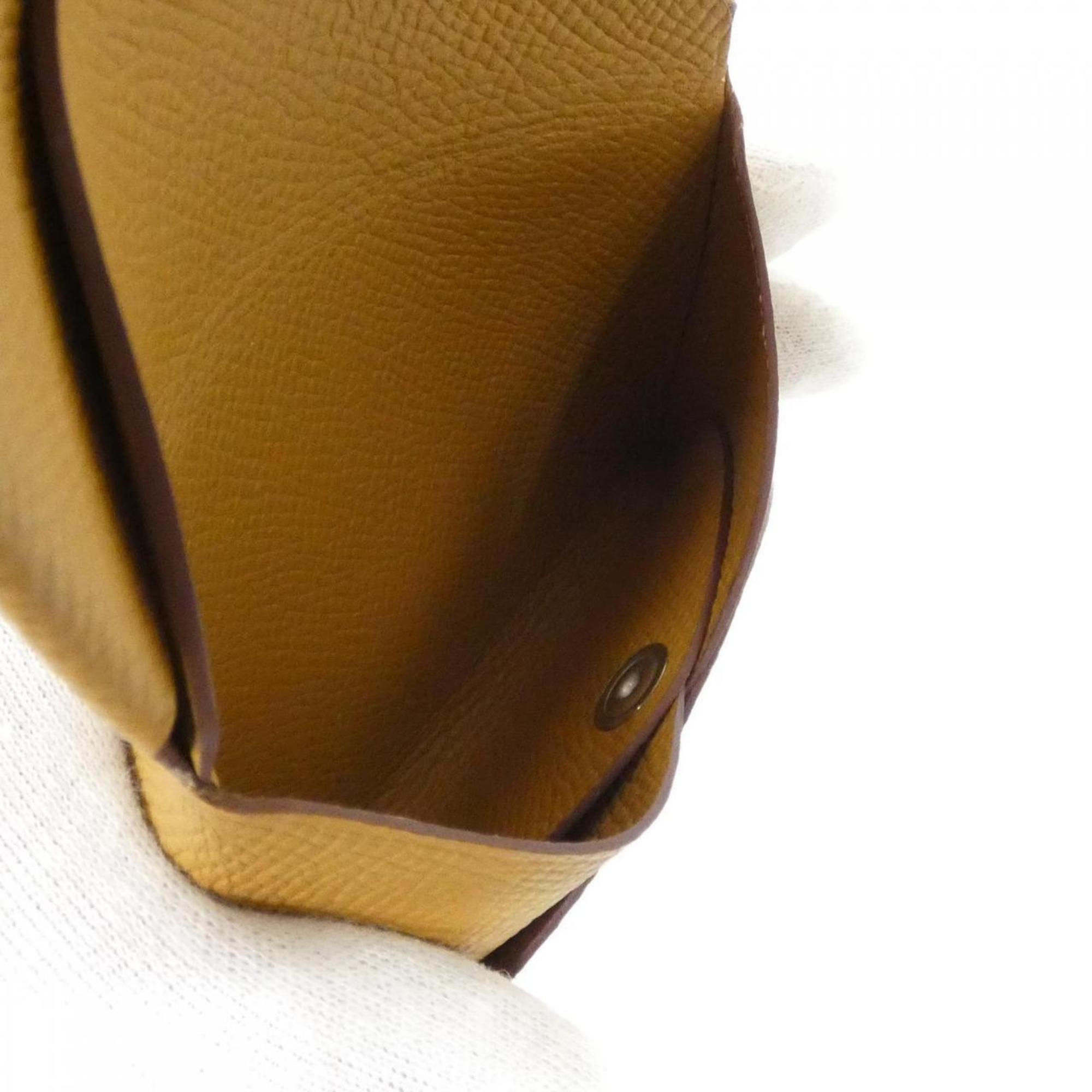 Hermes Beige Brown Brown Epsom Leather Coin Purse/Coin Case (Pre-Owned)
