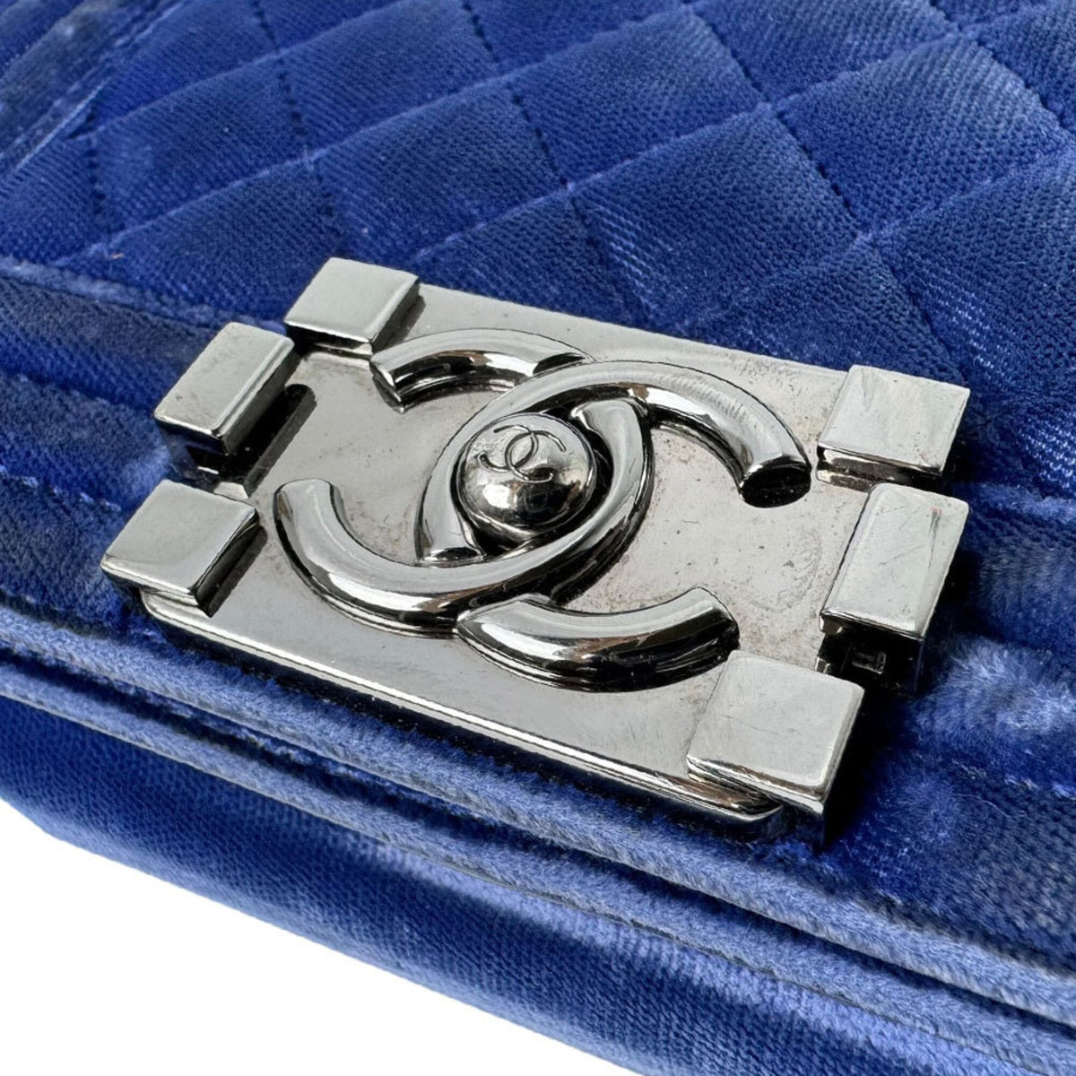 Chanel Blue Velvet Shoulder Bag (Pre-Owned)