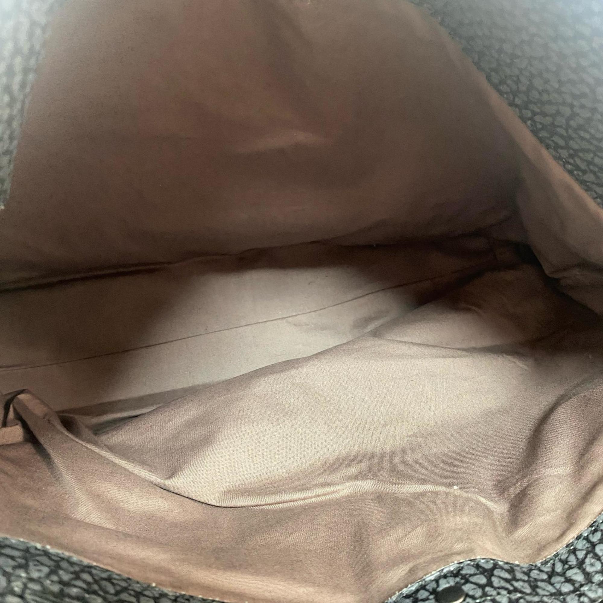 Bottega Veneta Gray Leather Messenger Bag Shoulder Bag (Pre-Owned)
