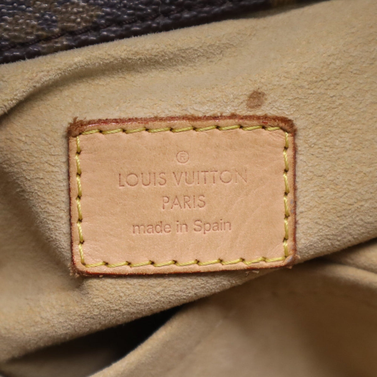 Louis Vuitton Beige Brown Coated Canvas Leather Handbag (Pre-Owned)