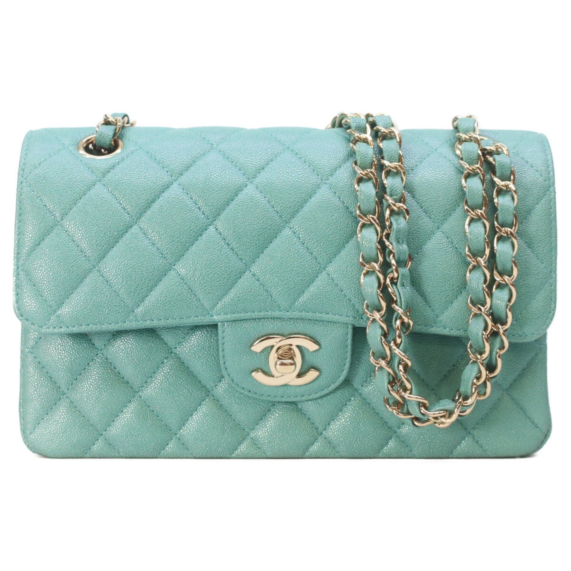 Chanel Green Grained Calfskin Shoulder Bag (Pre-Owned)