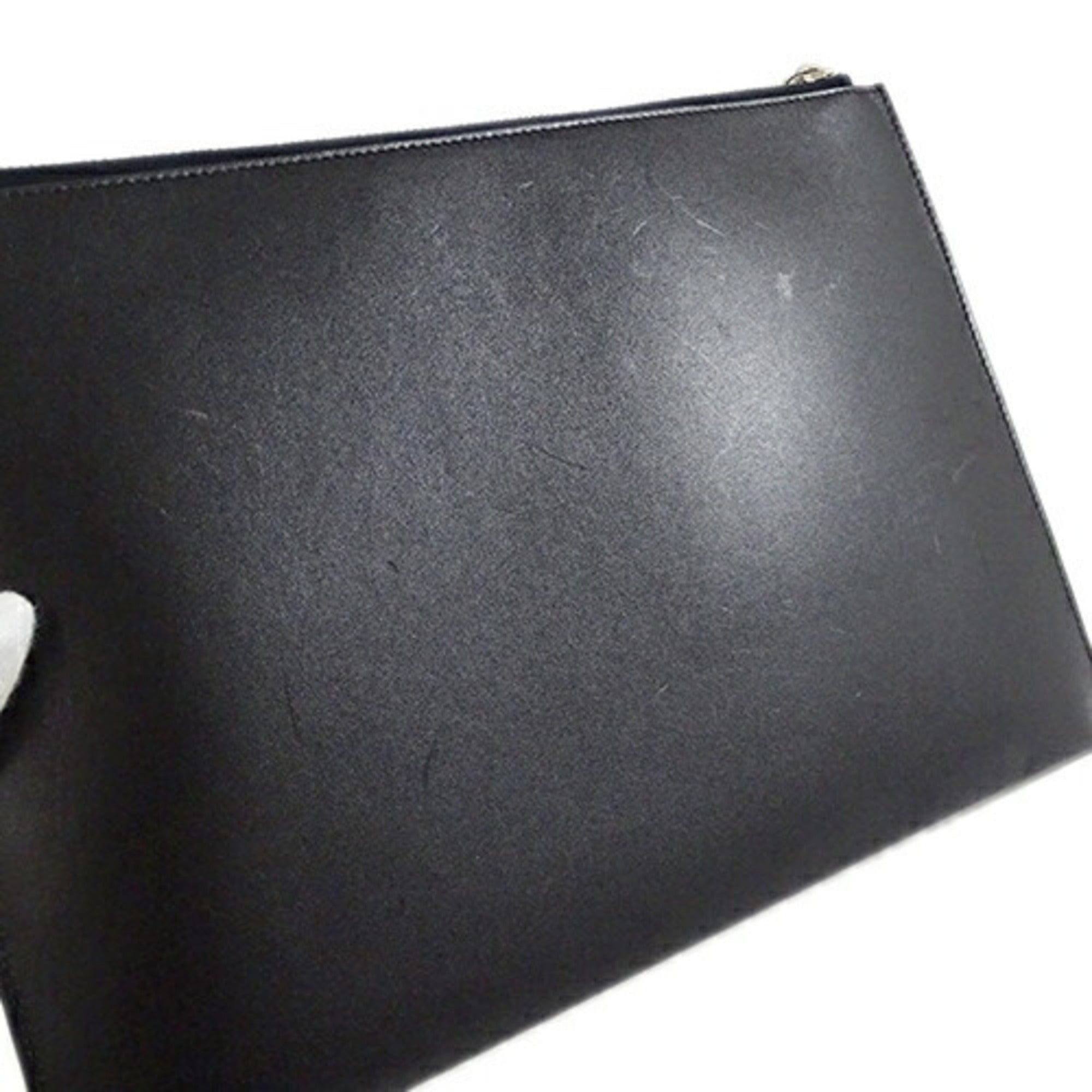 Saint Laurent Black Leather Clutch Bag (Pre-Owned)