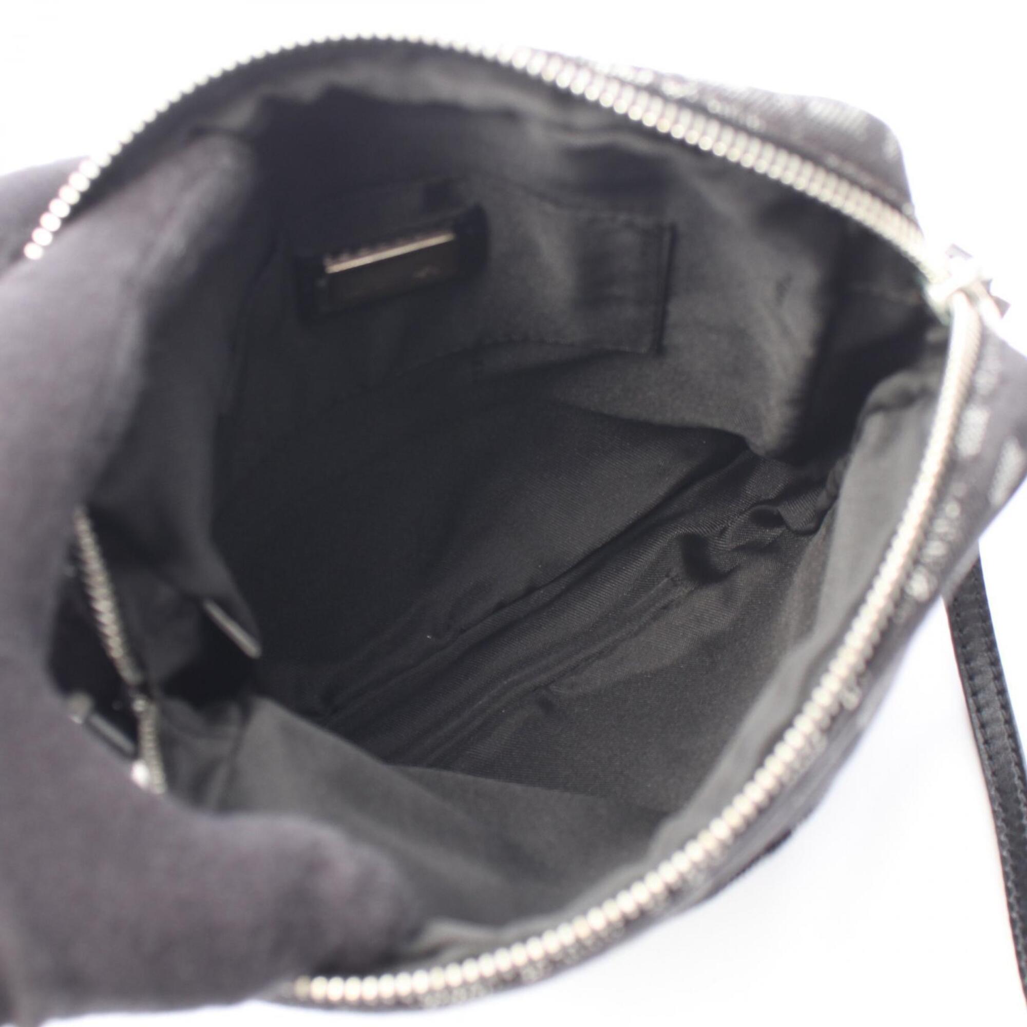 Fendi Black Gray Canvas Leather Handbag Shoulder Bag (Pre-Owned)