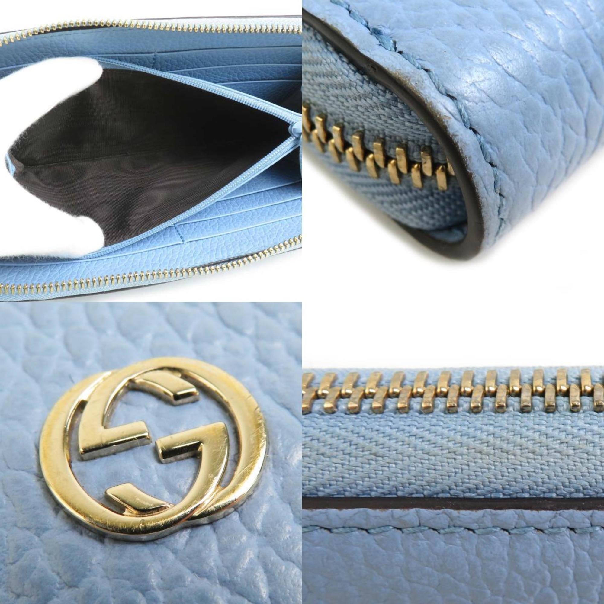 Gucci Light Blue Leather Long Wallet (Bi-Fold) (Pre-Owned)