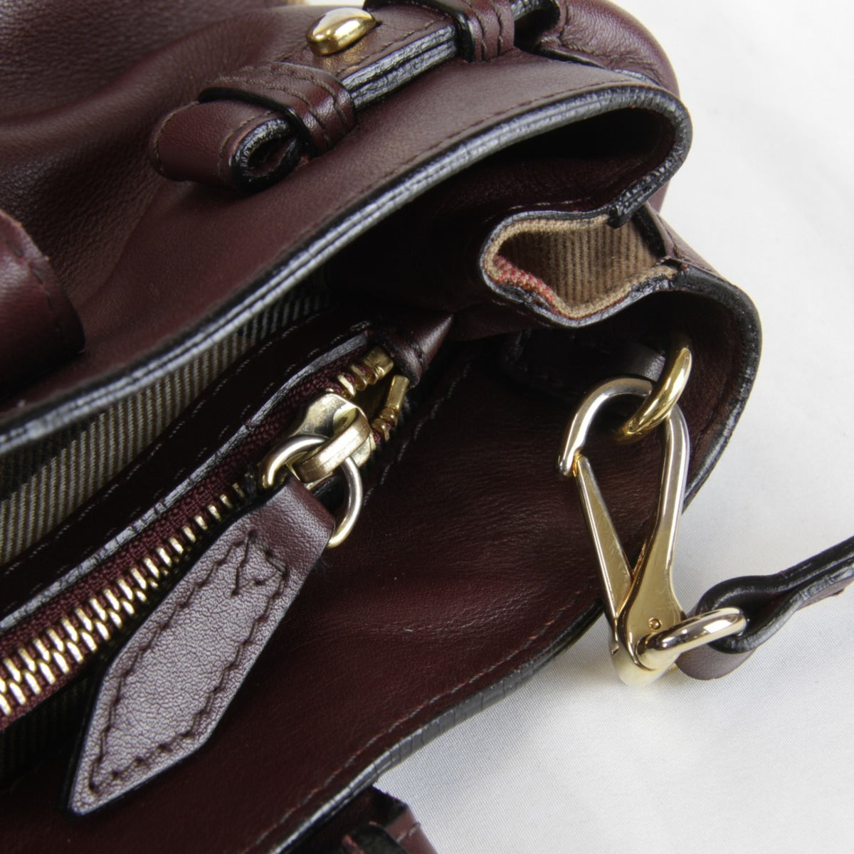 Burberry Brown Leather Canvas Tote Bag (Pre-Owned)