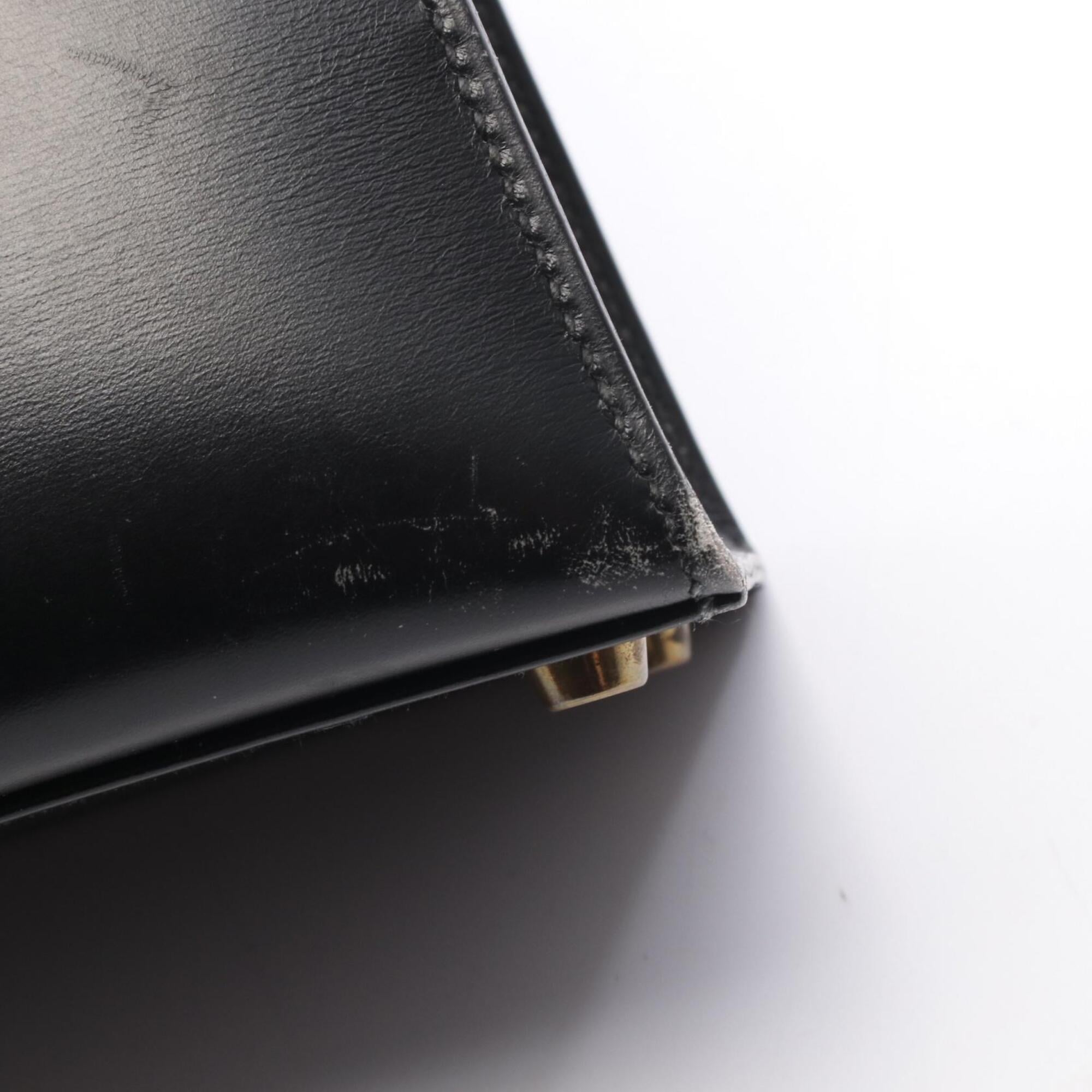Hermes Black Box Calf Leather Leather Handbag (Pre-Owned)